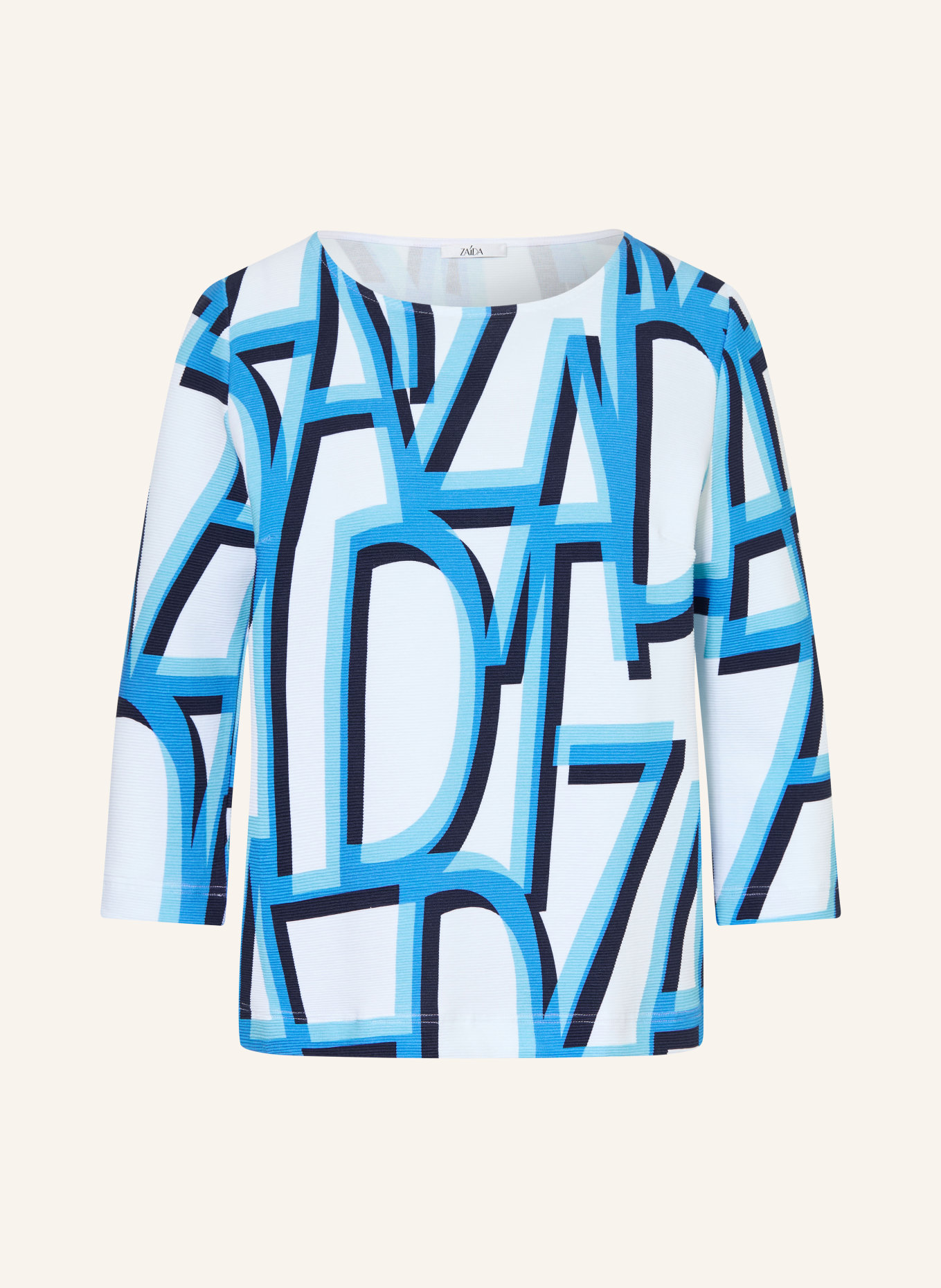 ZAÍDA Tričko s 3/4 rukávem: MODRÁ / BÍLÁ / ČERNÁ