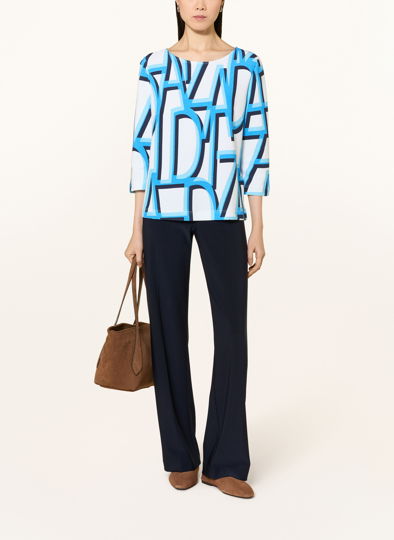 ZAÍDA Tričko s 3/4 rukávem: MODRÁ / BÍLÁ / ČERNÁ