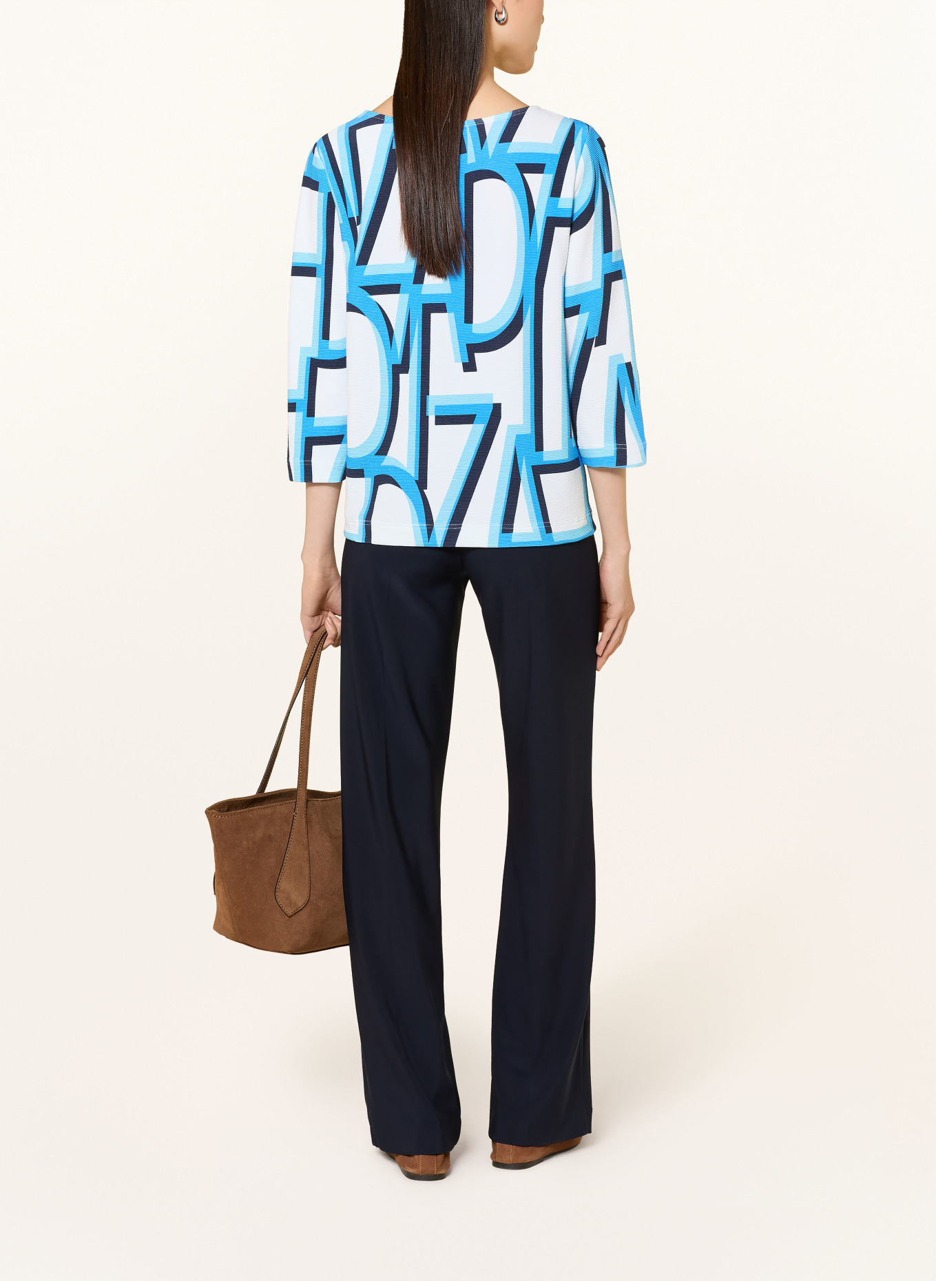 ZAÍDA Tričko s 3/4 rukávem: MODRÁ / BÍLÁ / ČERNÁ