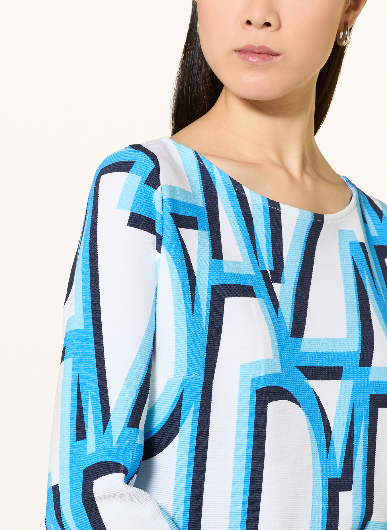 ZAÍDA Tričko s 3/4 rukávem: MODRÁ / BÍLÁ / ČERNÁ