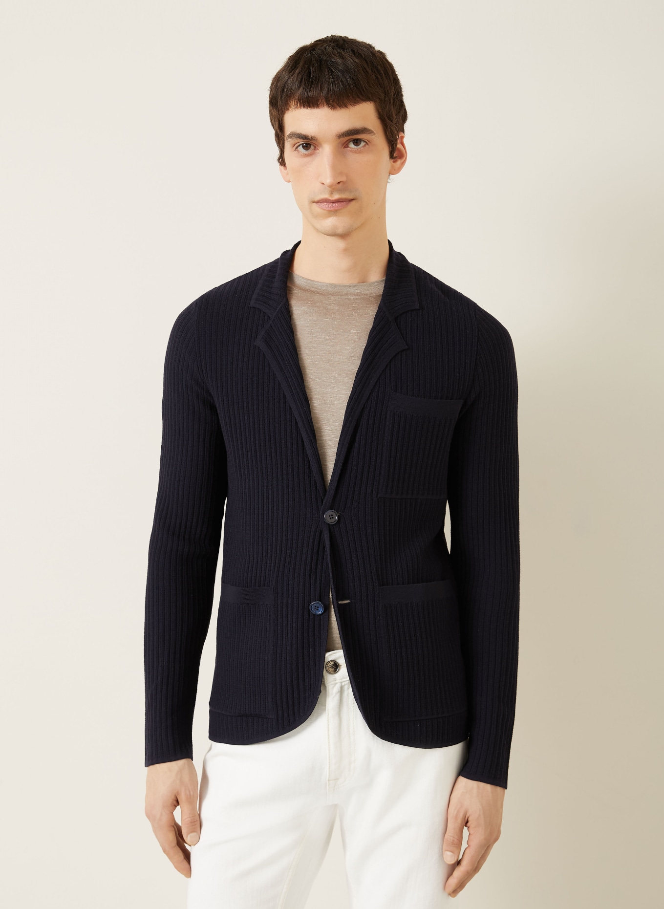 Brioni Regular fit knit jacket: DARK BLUE
