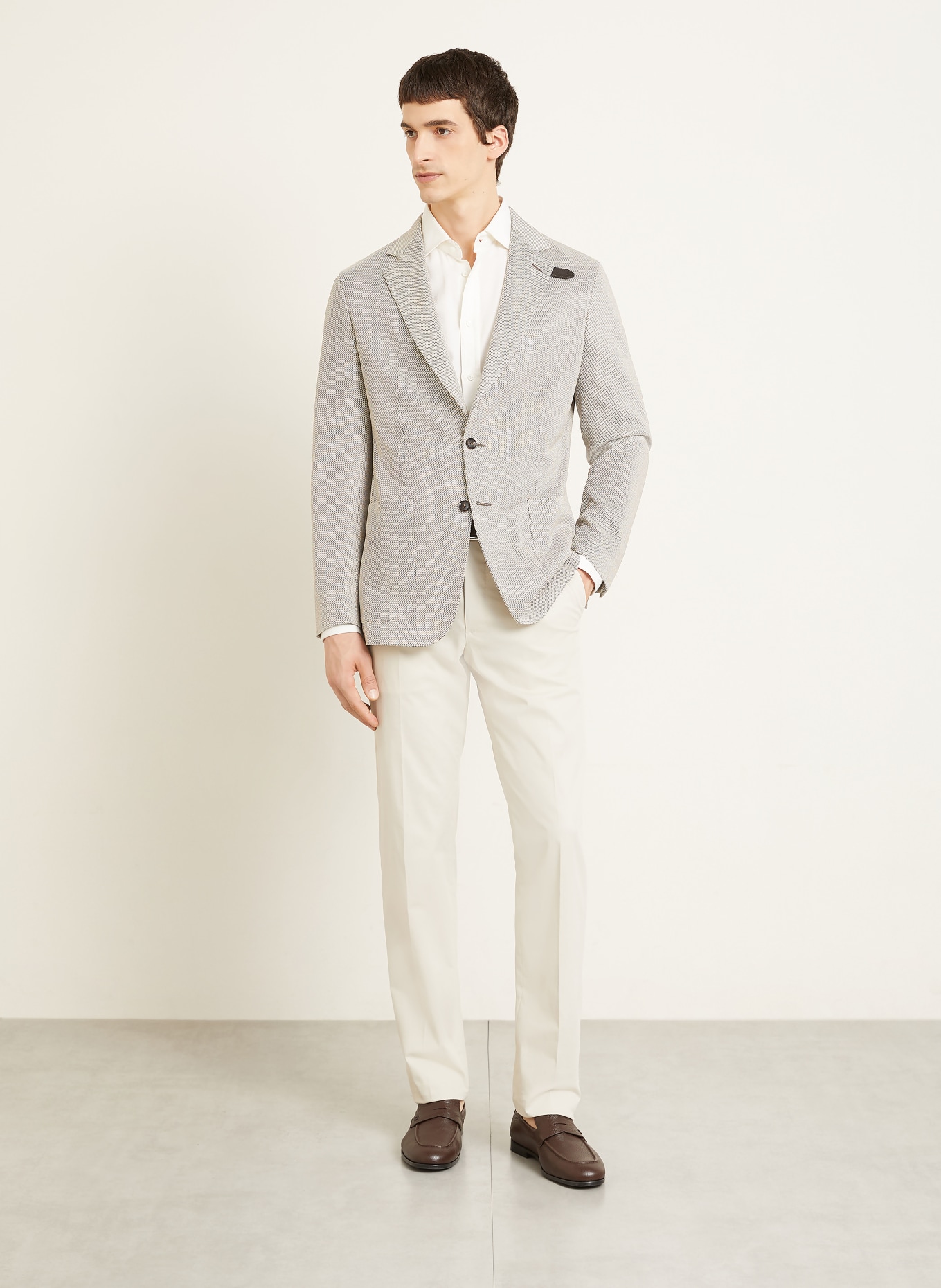 Brioni Jerseysakko Regular Fit: CREME / TAUPE