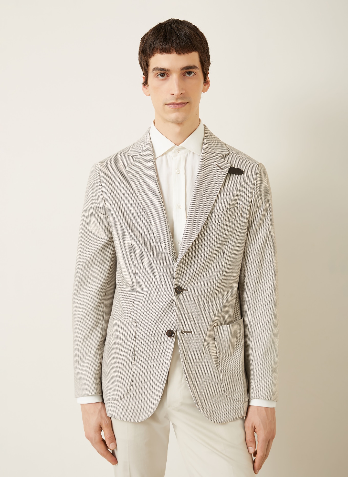 Brioni Jerseysakko Regular Fit: CREME / TAUPE