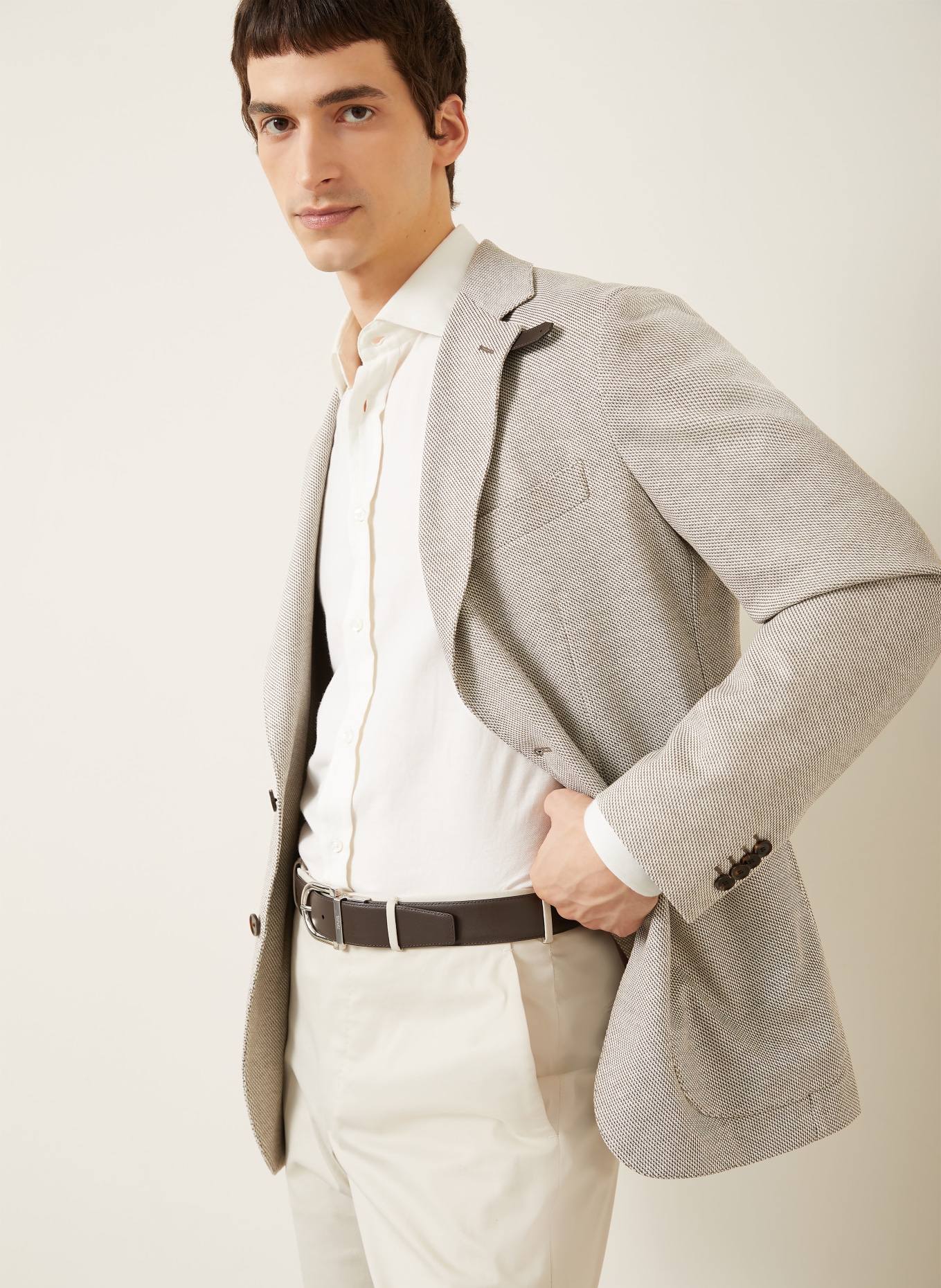 Brioni Jerseysakko Regular Fit: CREME / TAUPE