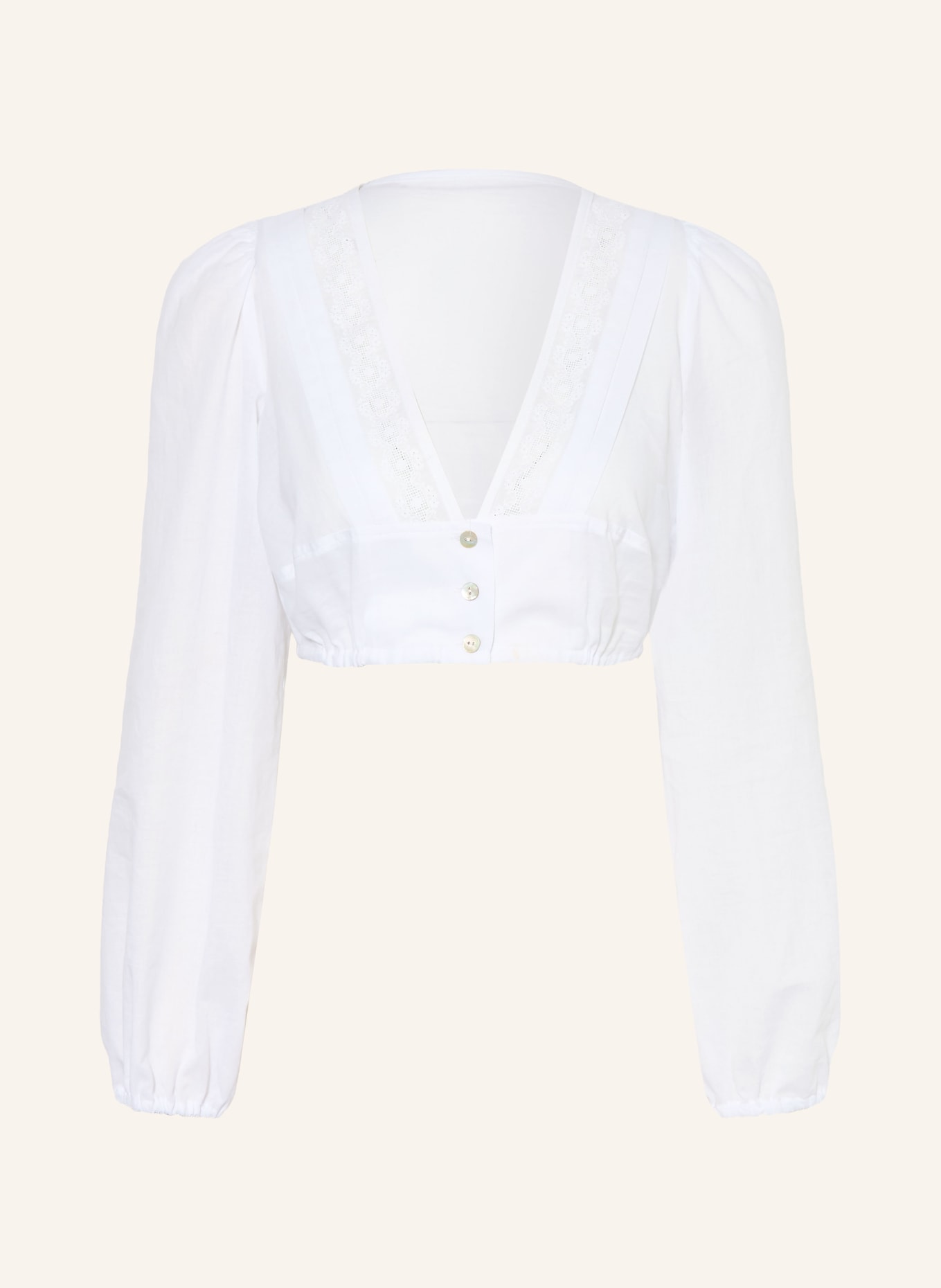 SPORTALM Bluzka dirndl NIVIN z koronką ażurową: BIAŁY