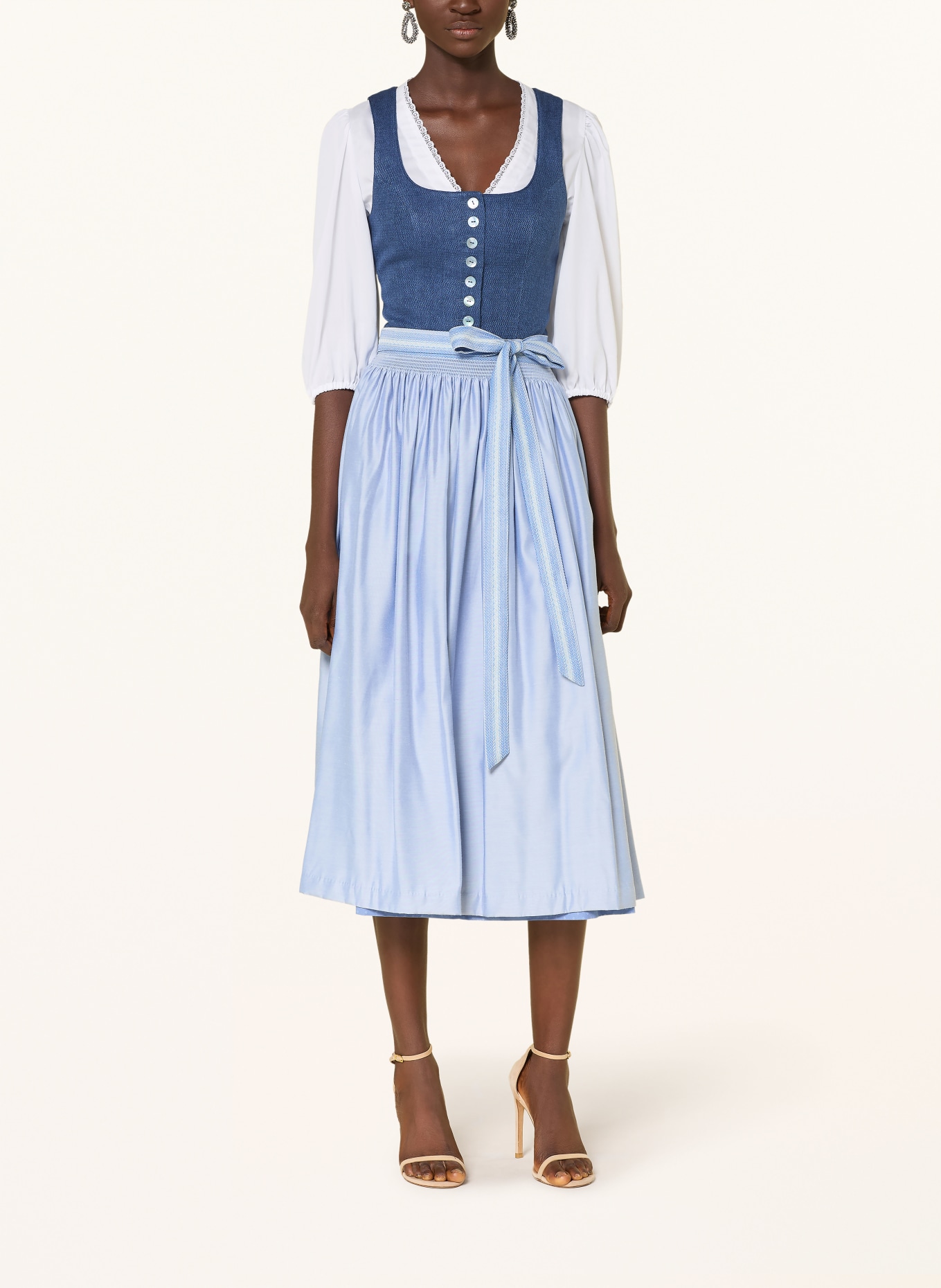 Hammerschmid Dirndl KOFLERSEE aus Leinen: HELLBLAU / BLAUGRAU / DUNKELBLAU