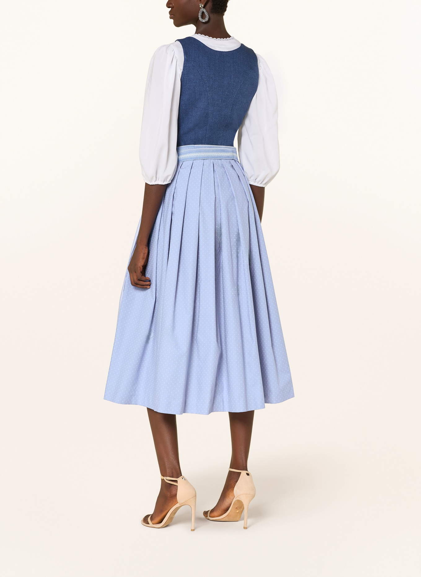 Hammerschmid Dirndl KOFLERSEE aus Leinen: HELLBLAU / BLAUGRAU / DUNKELBLAU