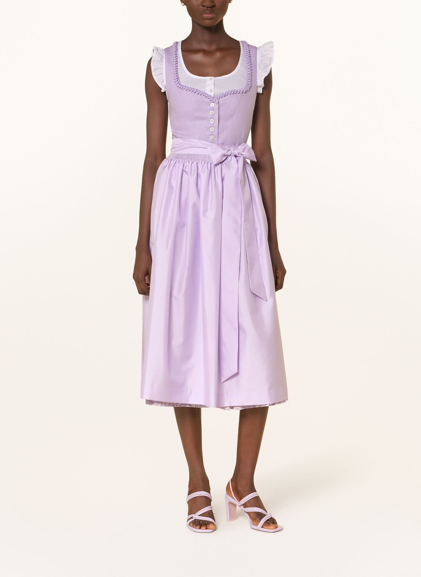 Hammerschmid Dirndl ROTHSEE aus Leinen: HELLLILA / CREME