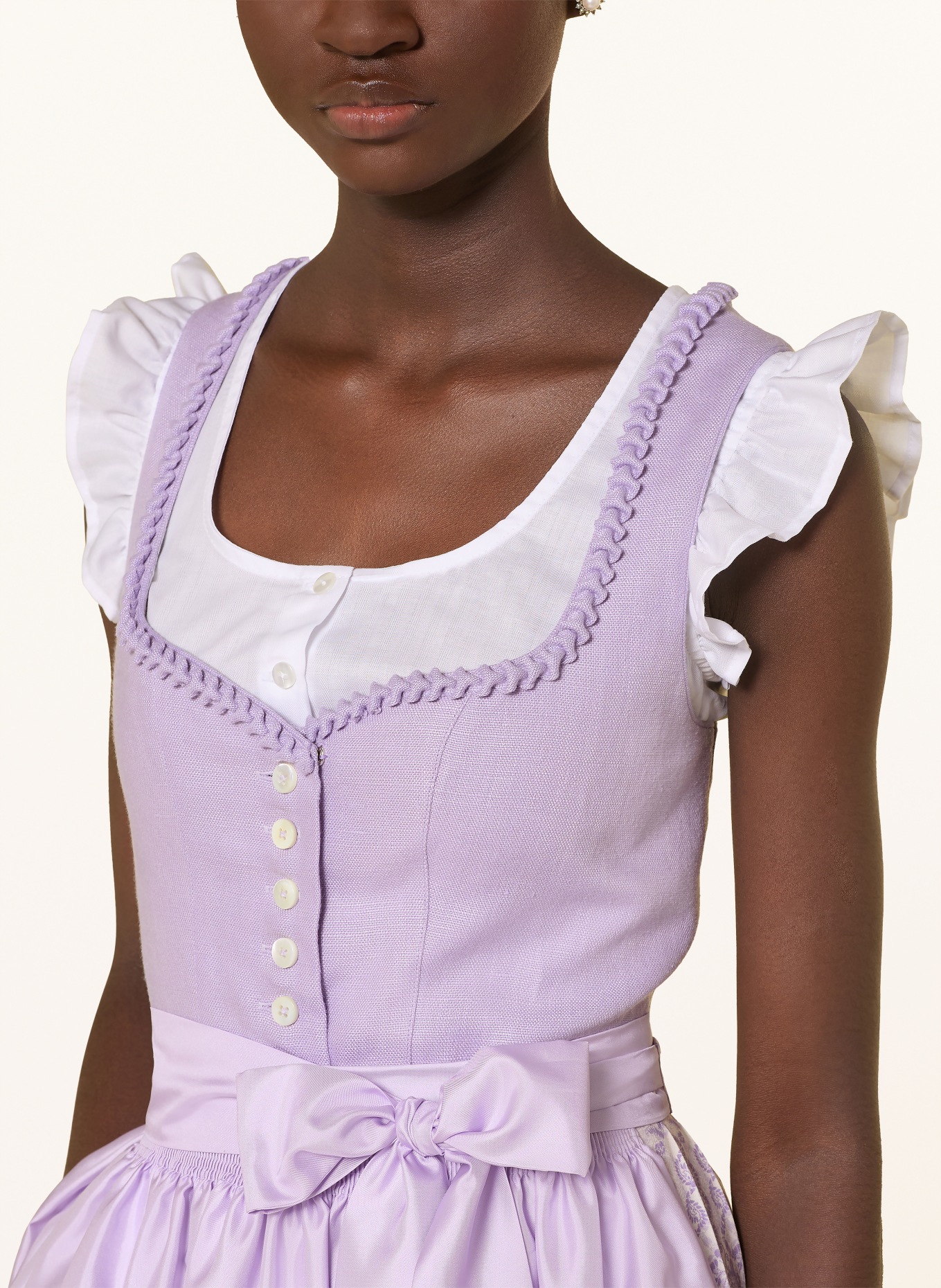 Hammerschmid Dirndl ROTHSEE aus Leinen: HELLLILA / CREME
