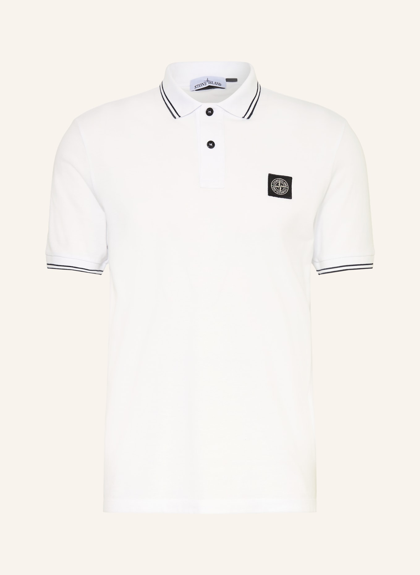STONE ISLAND Piqué poloshirt: WIT / ZWART
