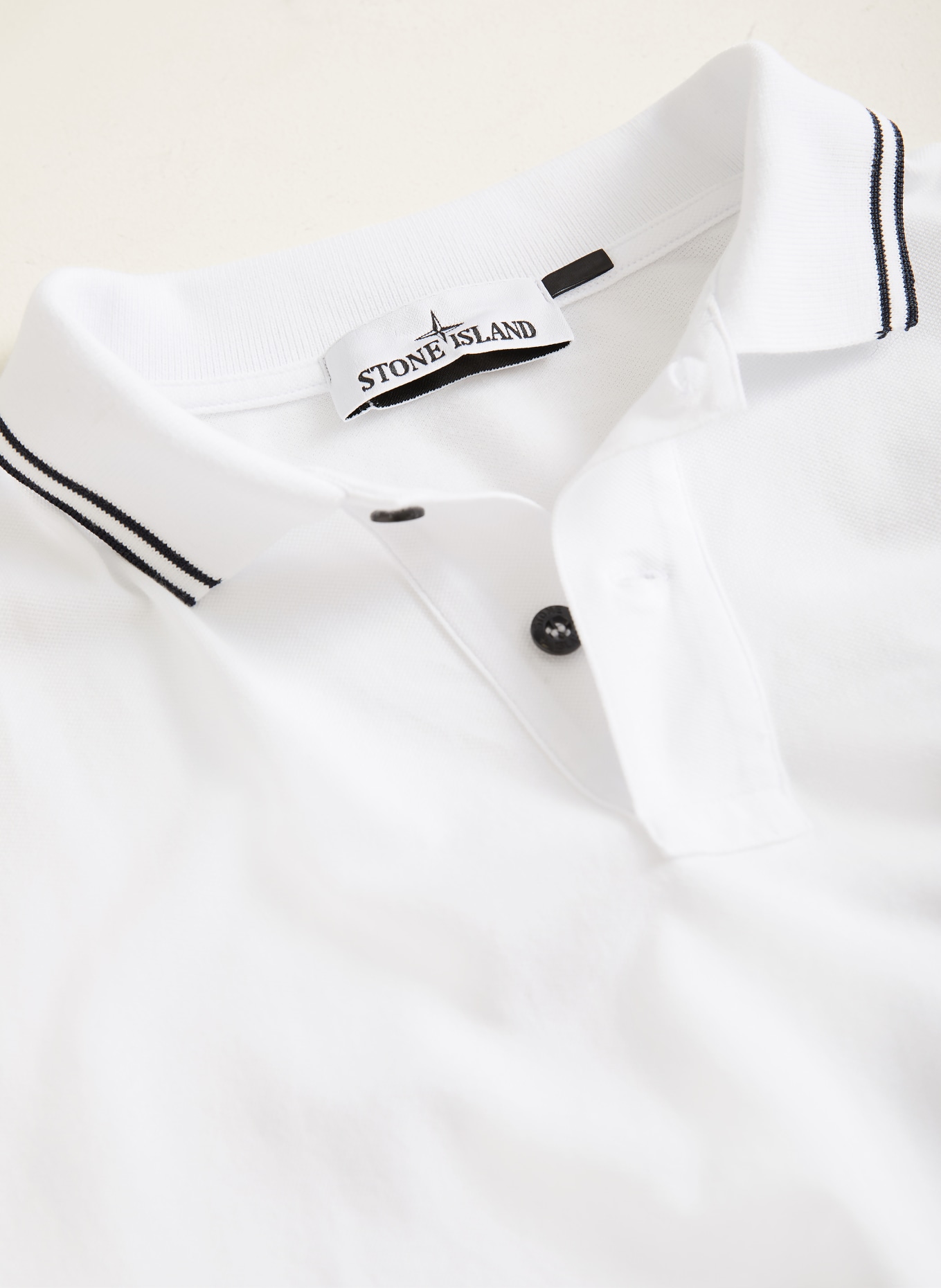 STONE ISLAND Piqué poloshirt: WIT / ZWART