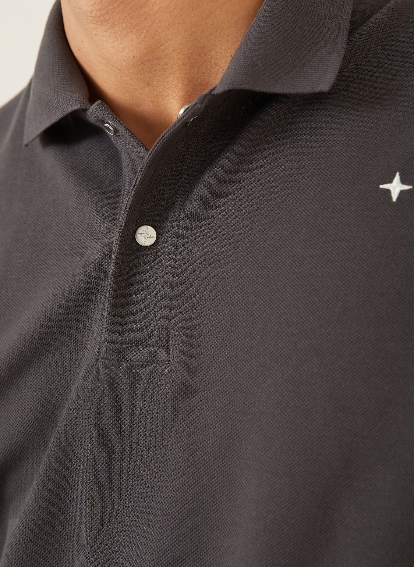 STONE ISLAND Koszulka polo z pikowanym wzorem STELLINA: SZARY