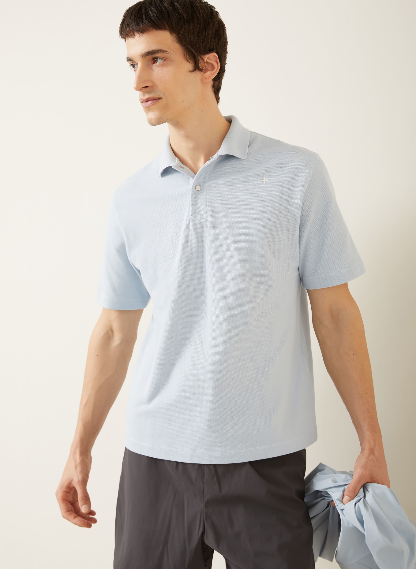 STONE ISLAND STELLINA piqué polo shirt: LIGHT BLUE