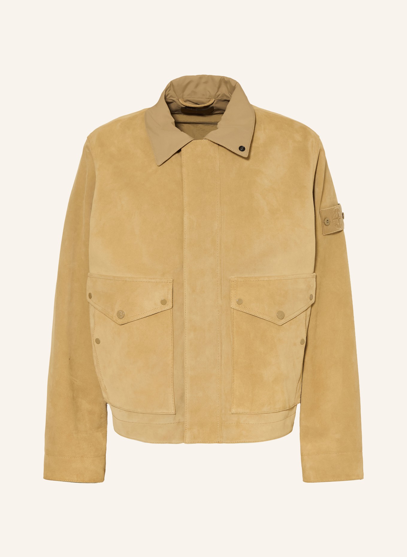 STONE ISLAND leather jacket: CAMEL