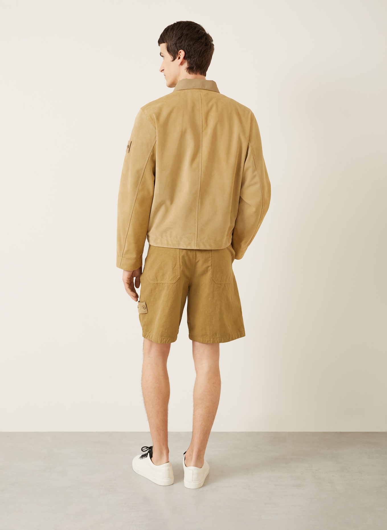 STONE ISLAND leather jacket: CAMEL