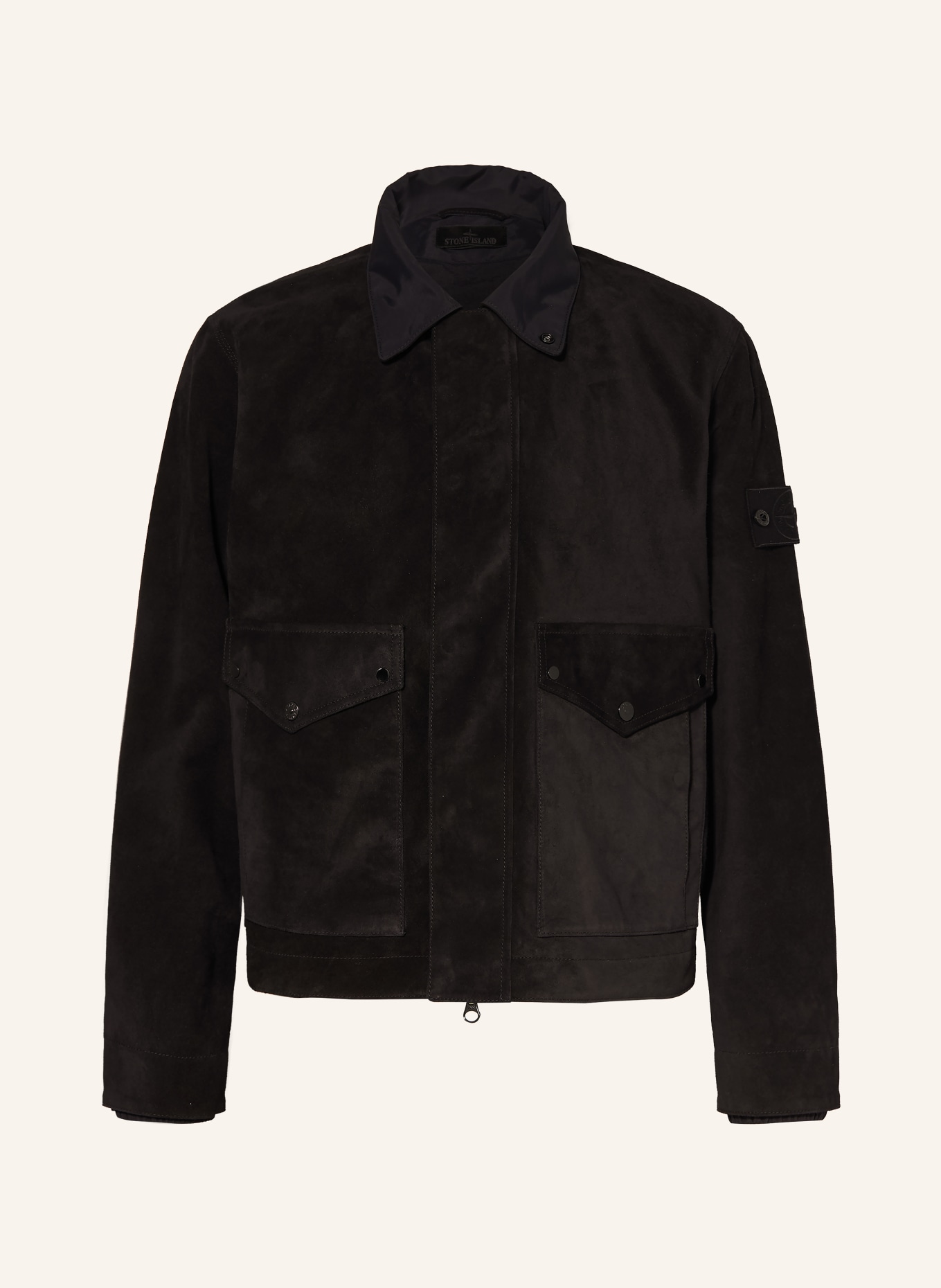STONE ISLAND leather jacket: BLACK