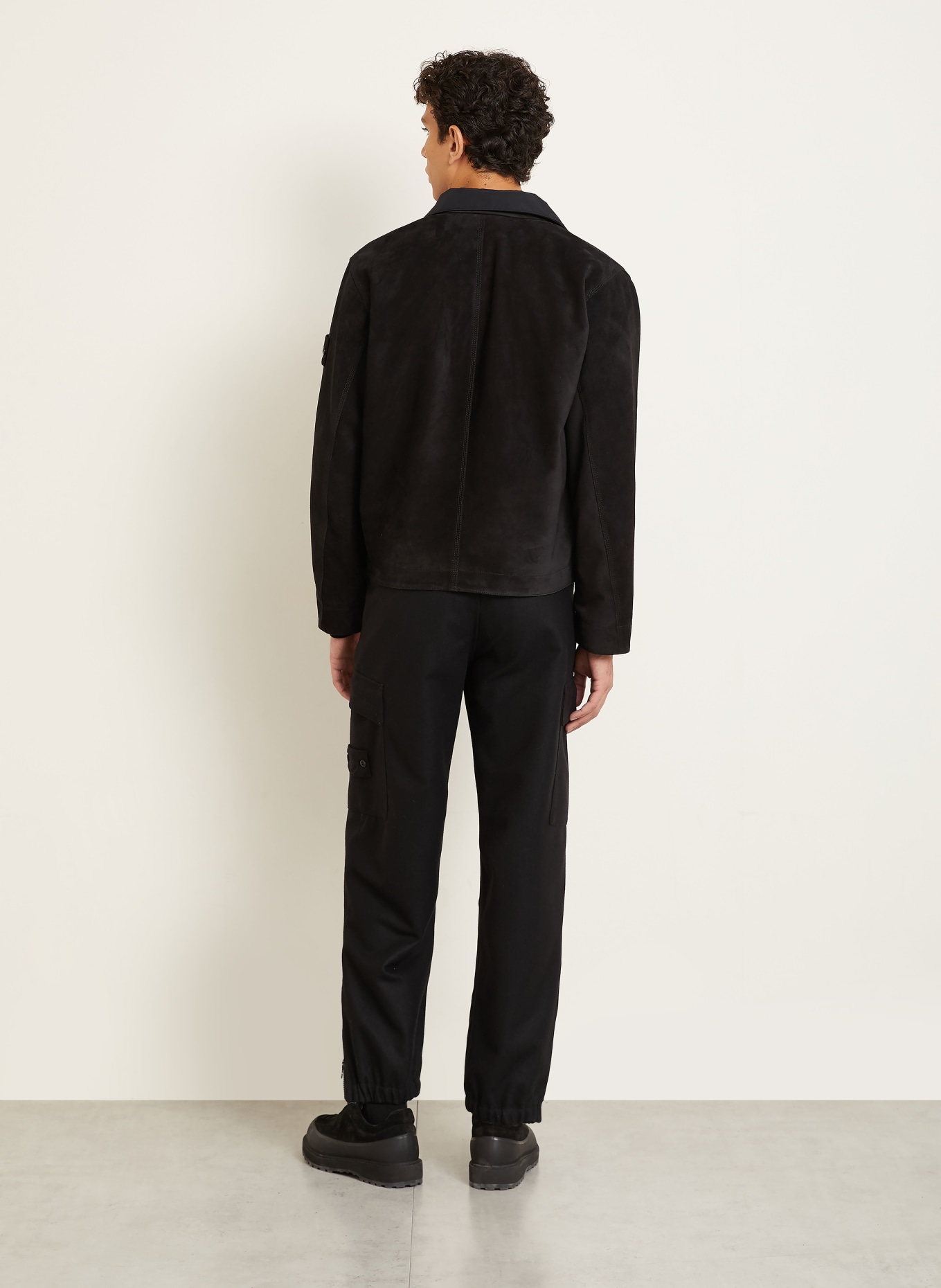 STONE ISLAND leather jacket: BLACK