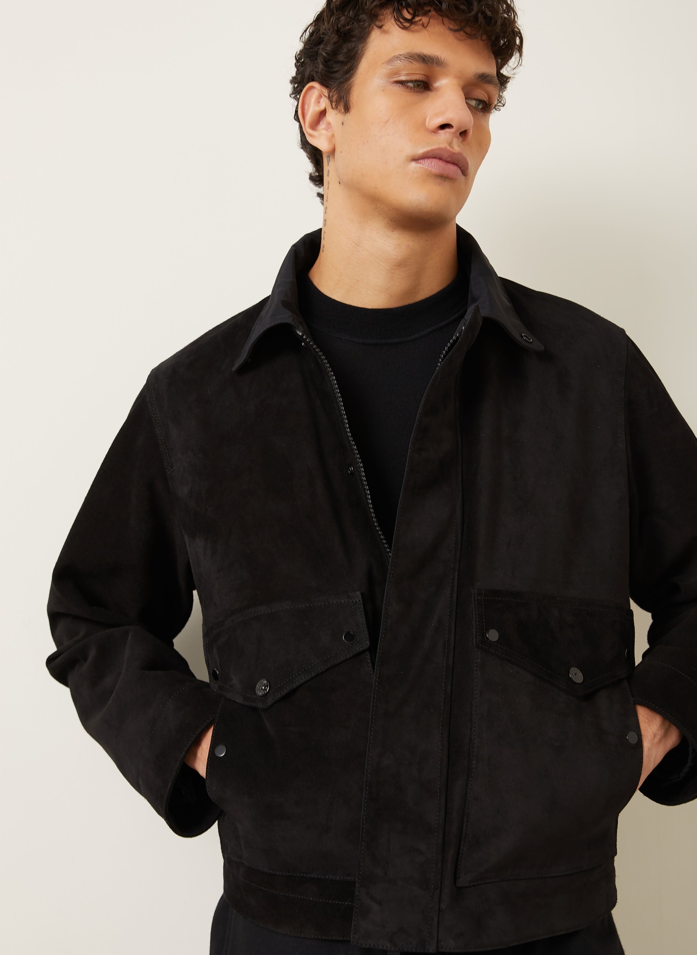 STONE ISLAND leather jacket: BLACK