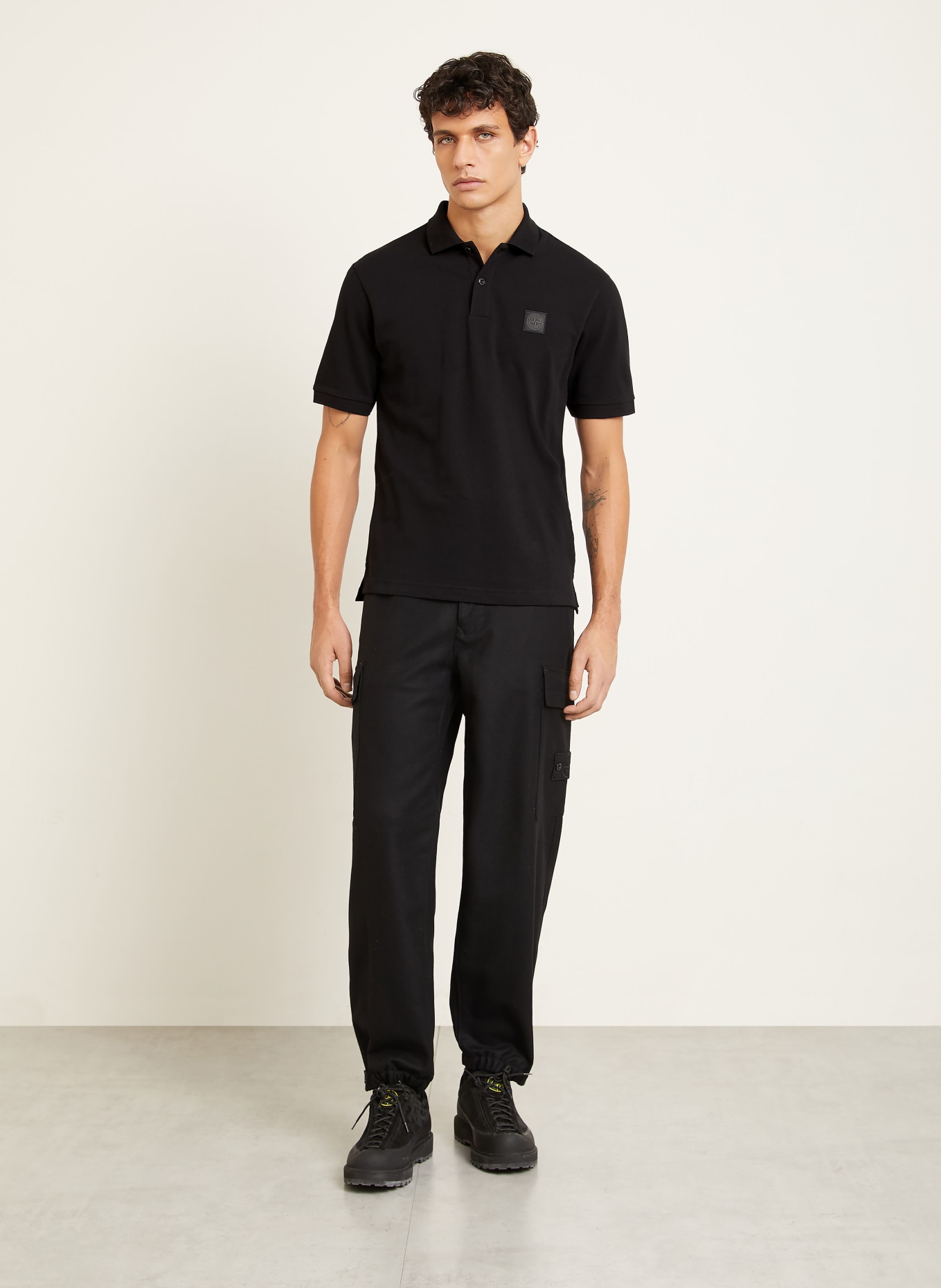 STONE ISLAND Piqué polokošile GHOST: ČERNÁ