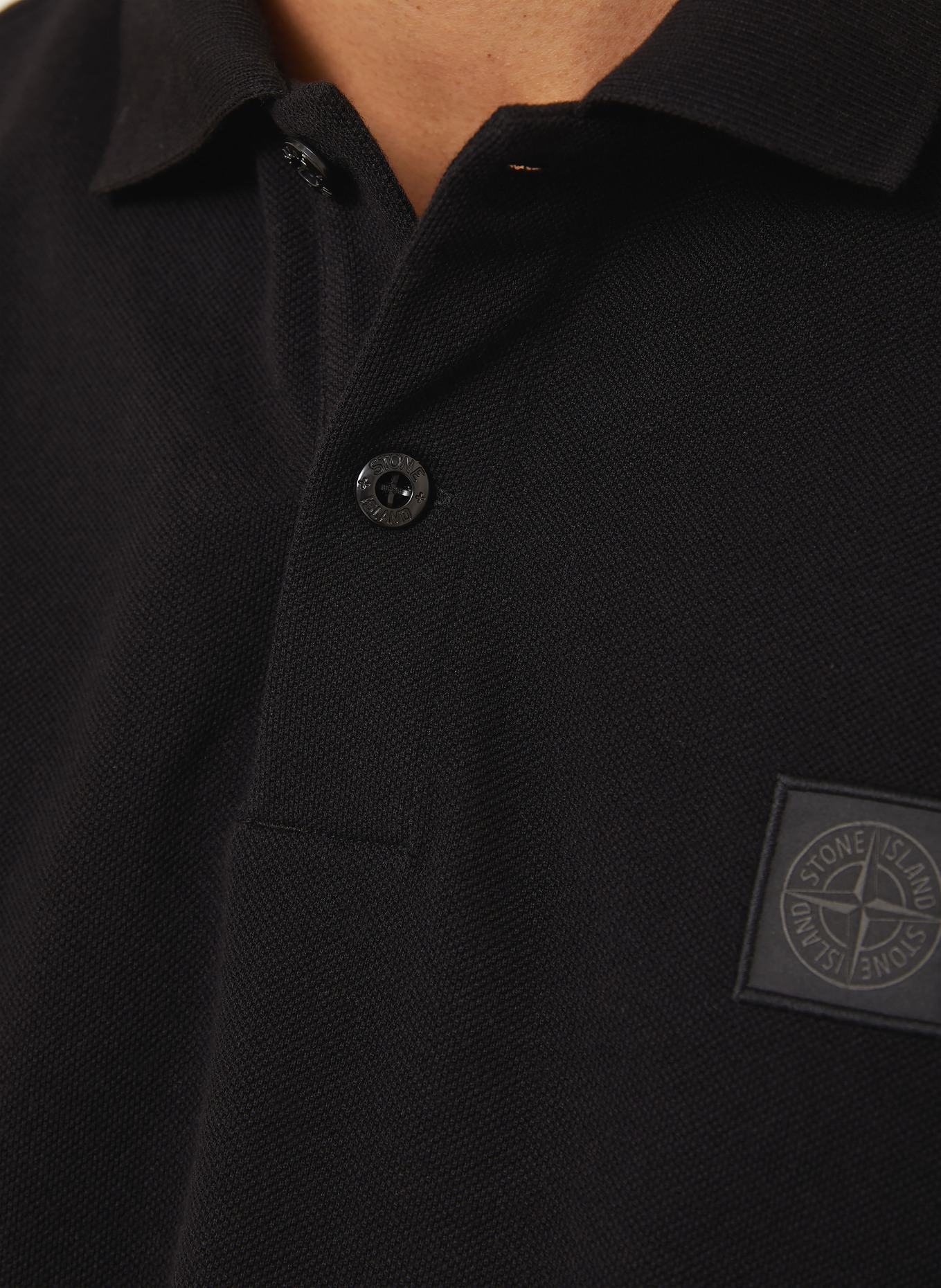 STONE ISLAND Piqué polokošile GHOST: ČERNÁ
