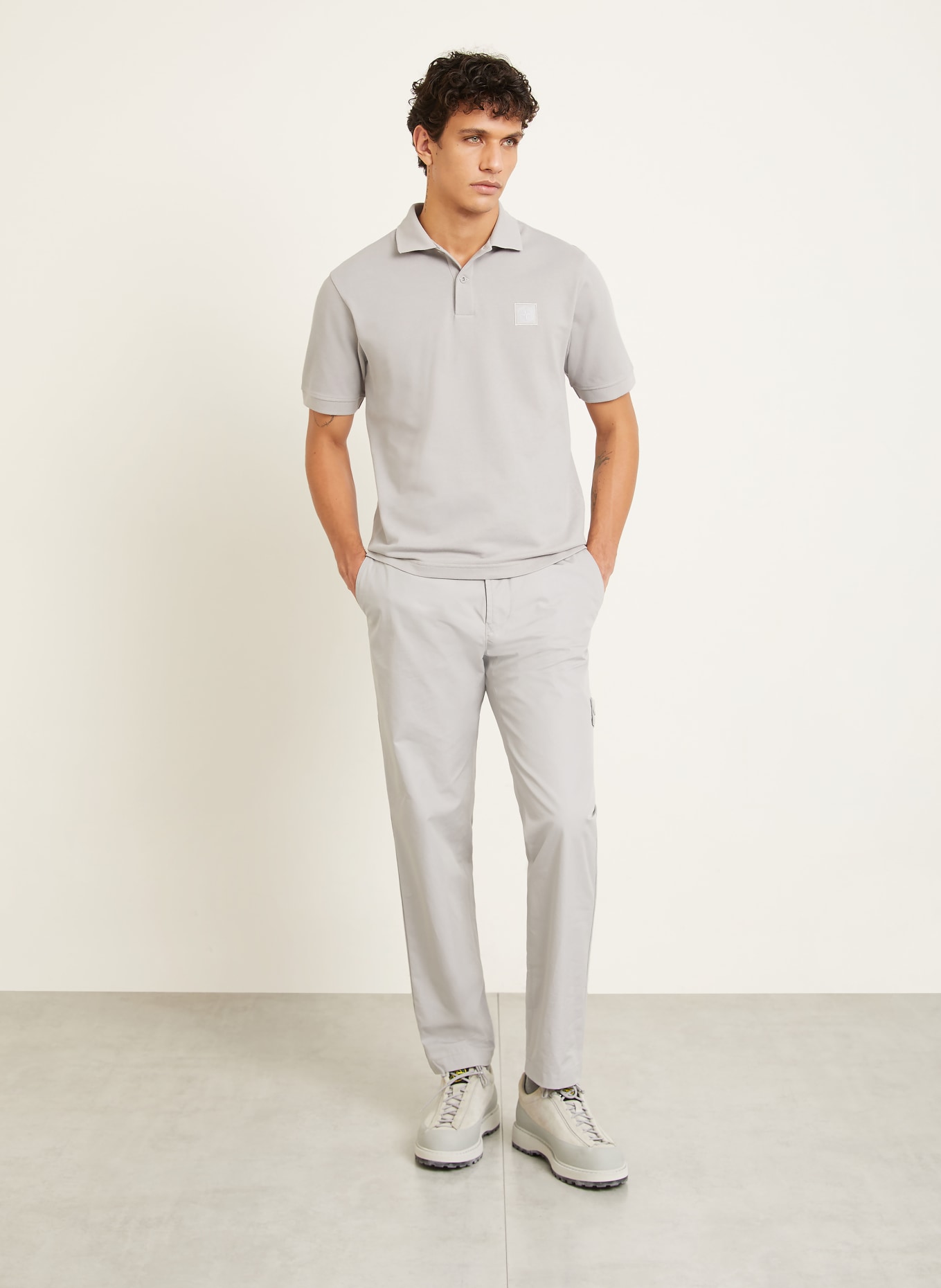STONE ISLAND Piqué polo shirt GHOST: LIGHT GRAY