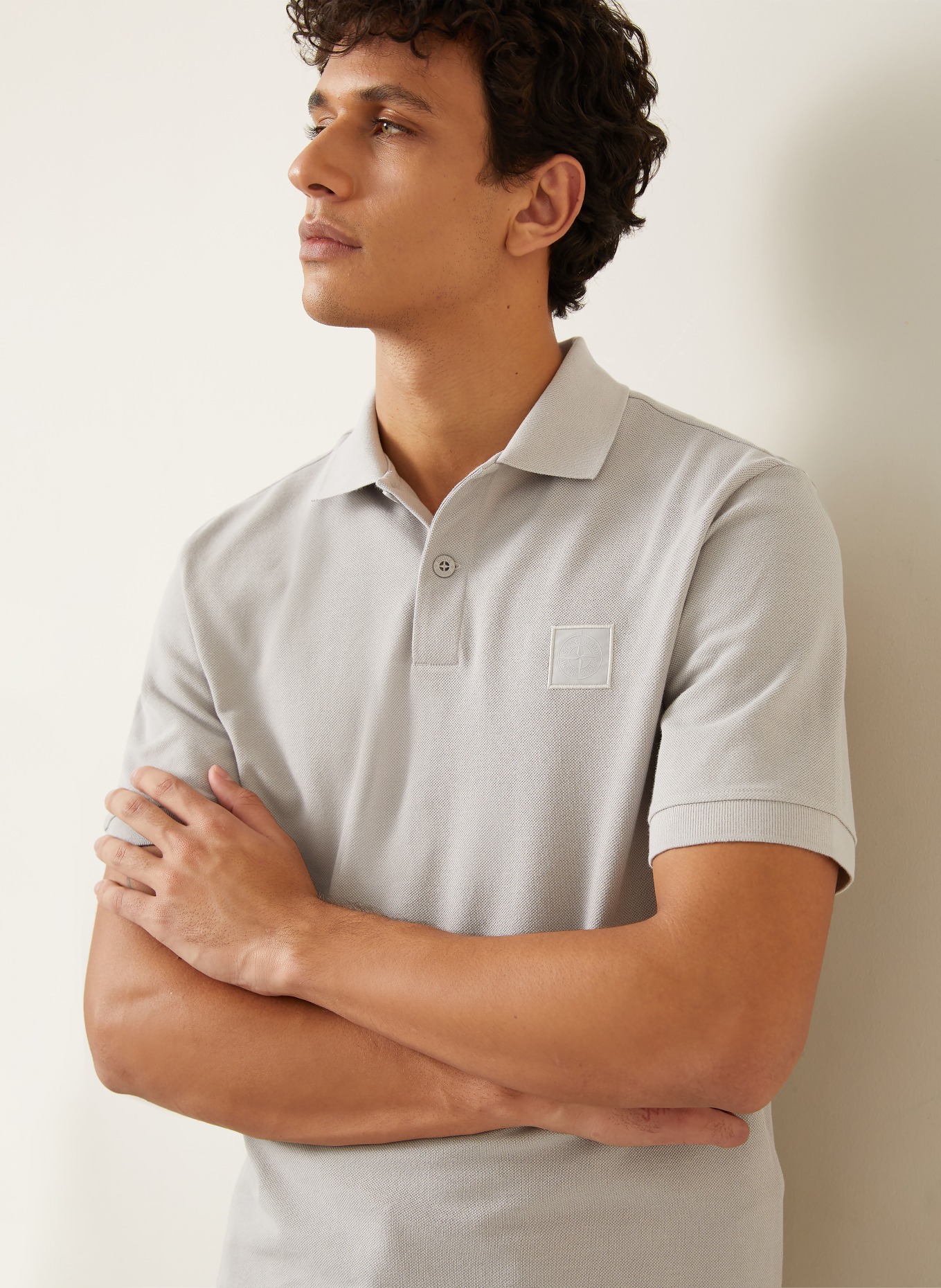 STONE ISLAND Piqué polo shirt GHOST: LIGHT GRAY