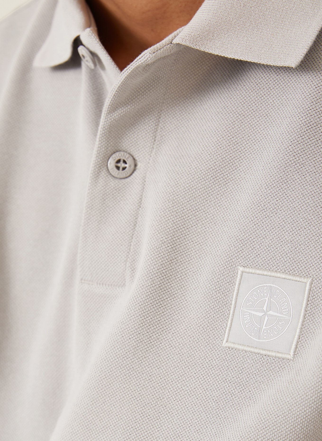 STONE ISLAND Piqué polo shirt GHOST: LIGHT GRAY