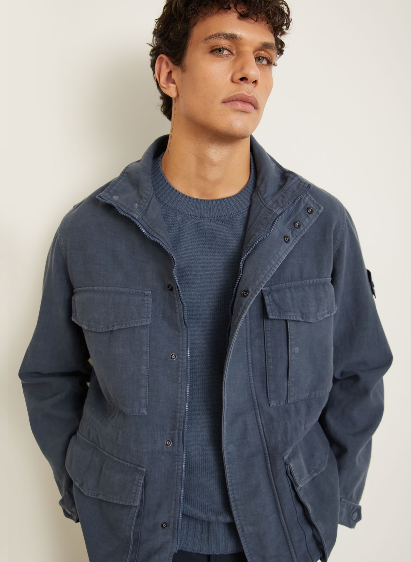 STONE ISLAND Field jacket GHOST with drawstrings: DARK GRAY