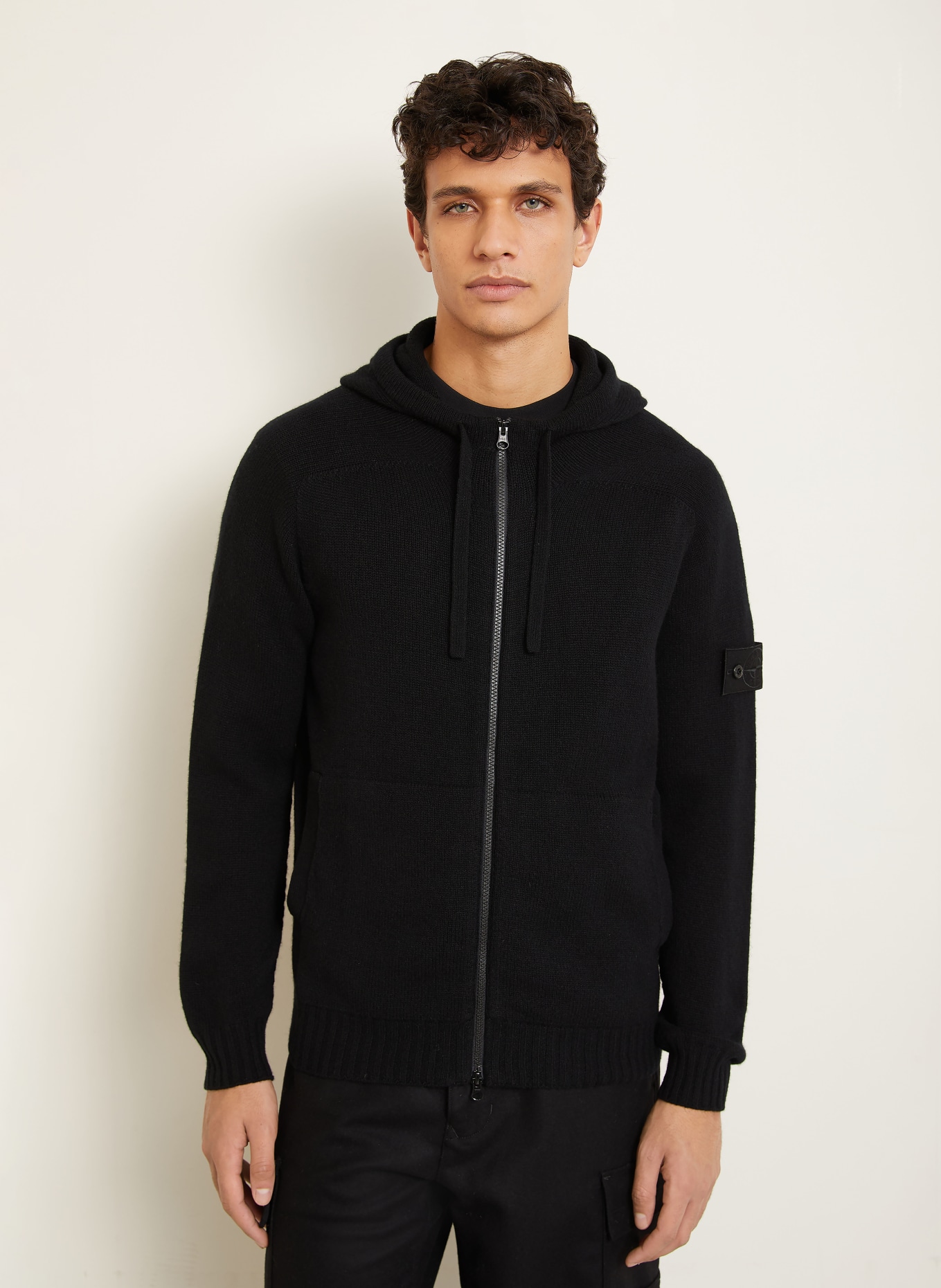 STONE ISLAND GHOST cardigan in cashmere: BLACK