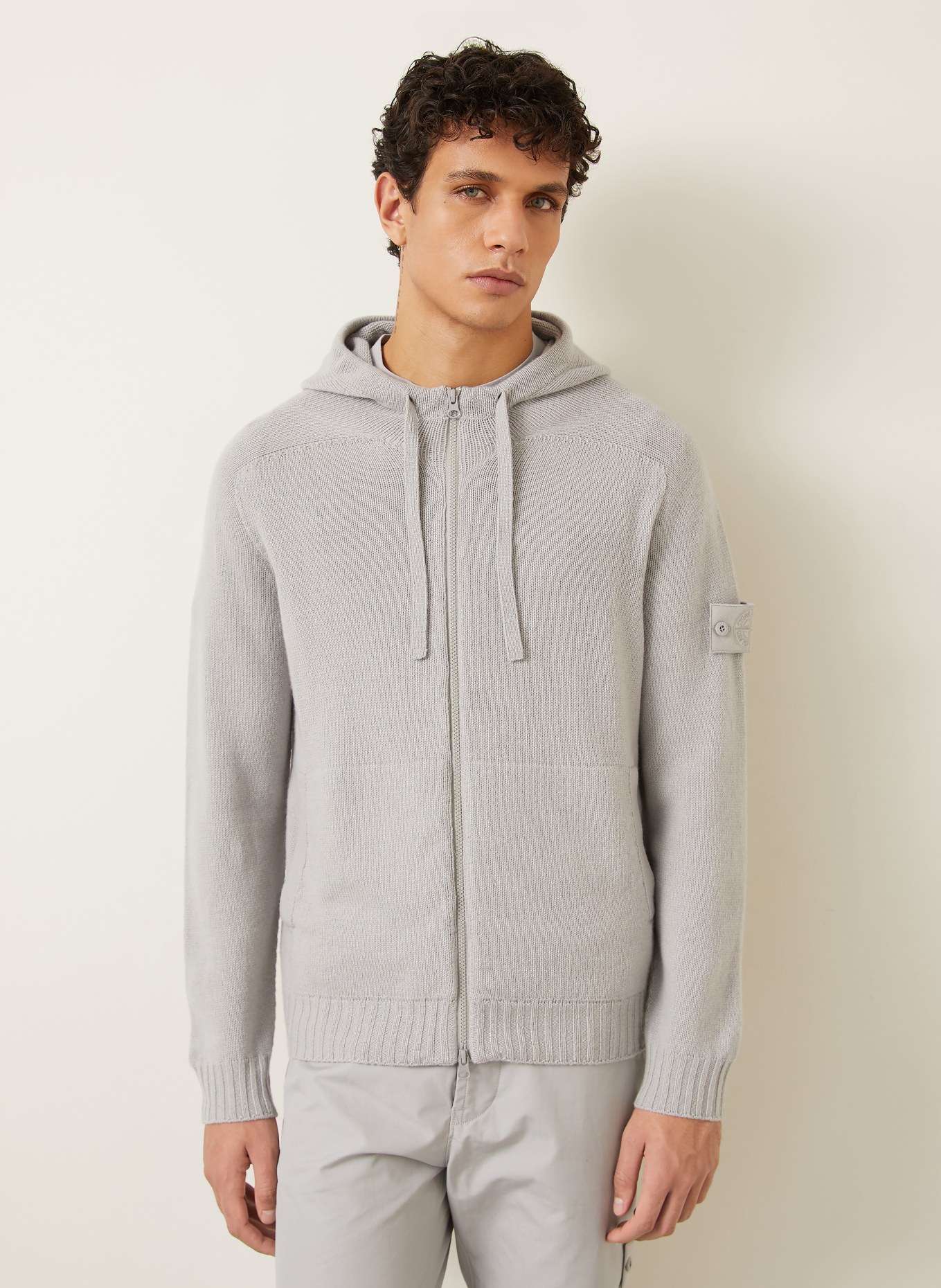 STONE ISLAND GHOST cardigan in cashmere: LIGHT GRAY
