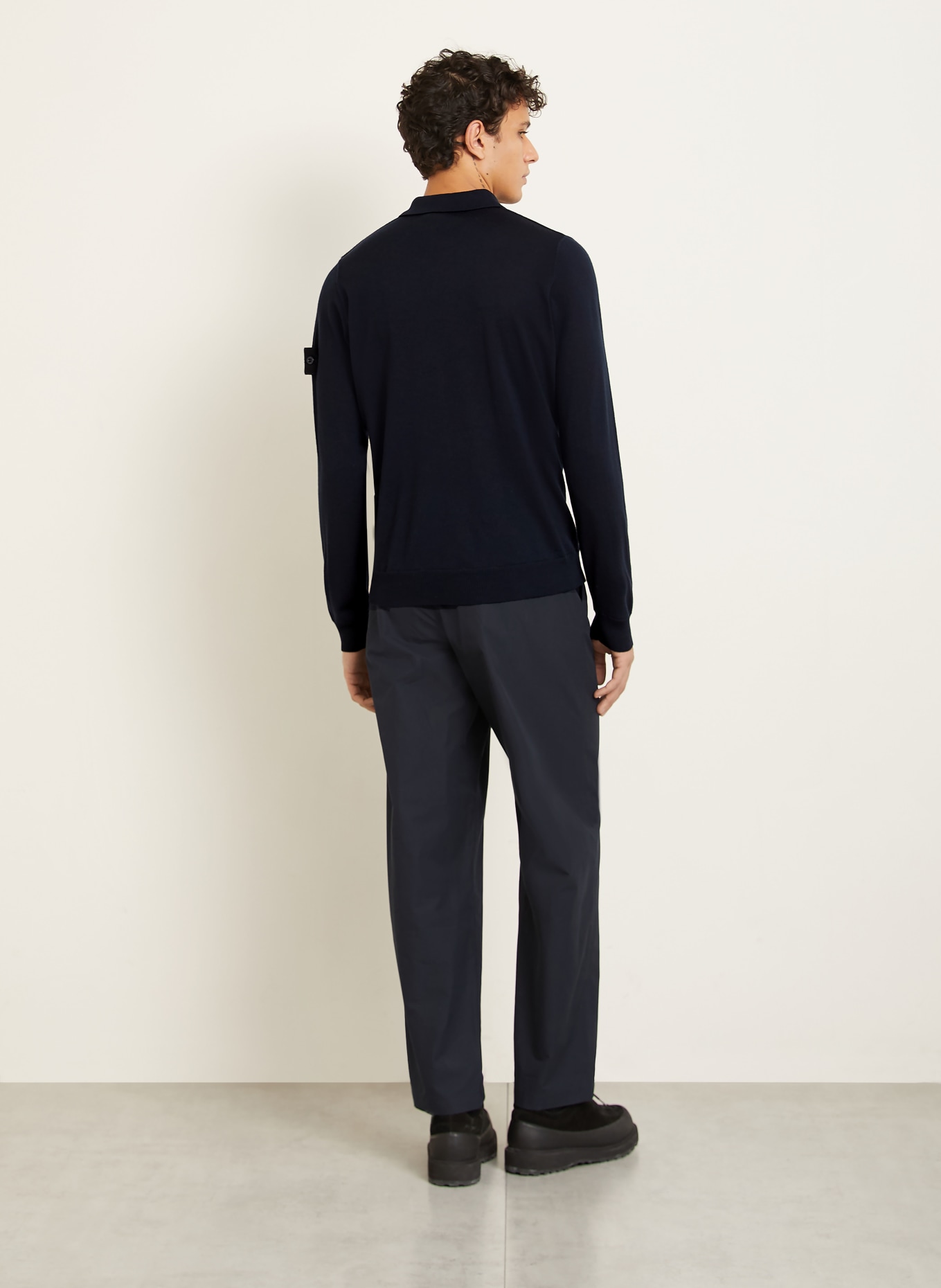 STONE ISLAND Knitted polo shirt GHOST: DARK BLUE