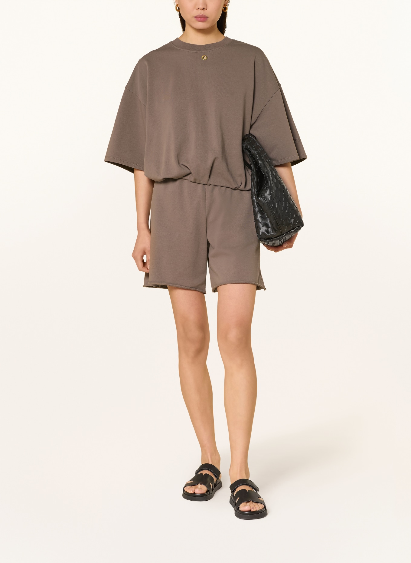 10DAYS Oversized mikina s 3/4 rukávy: ČERNOŠEDÁ