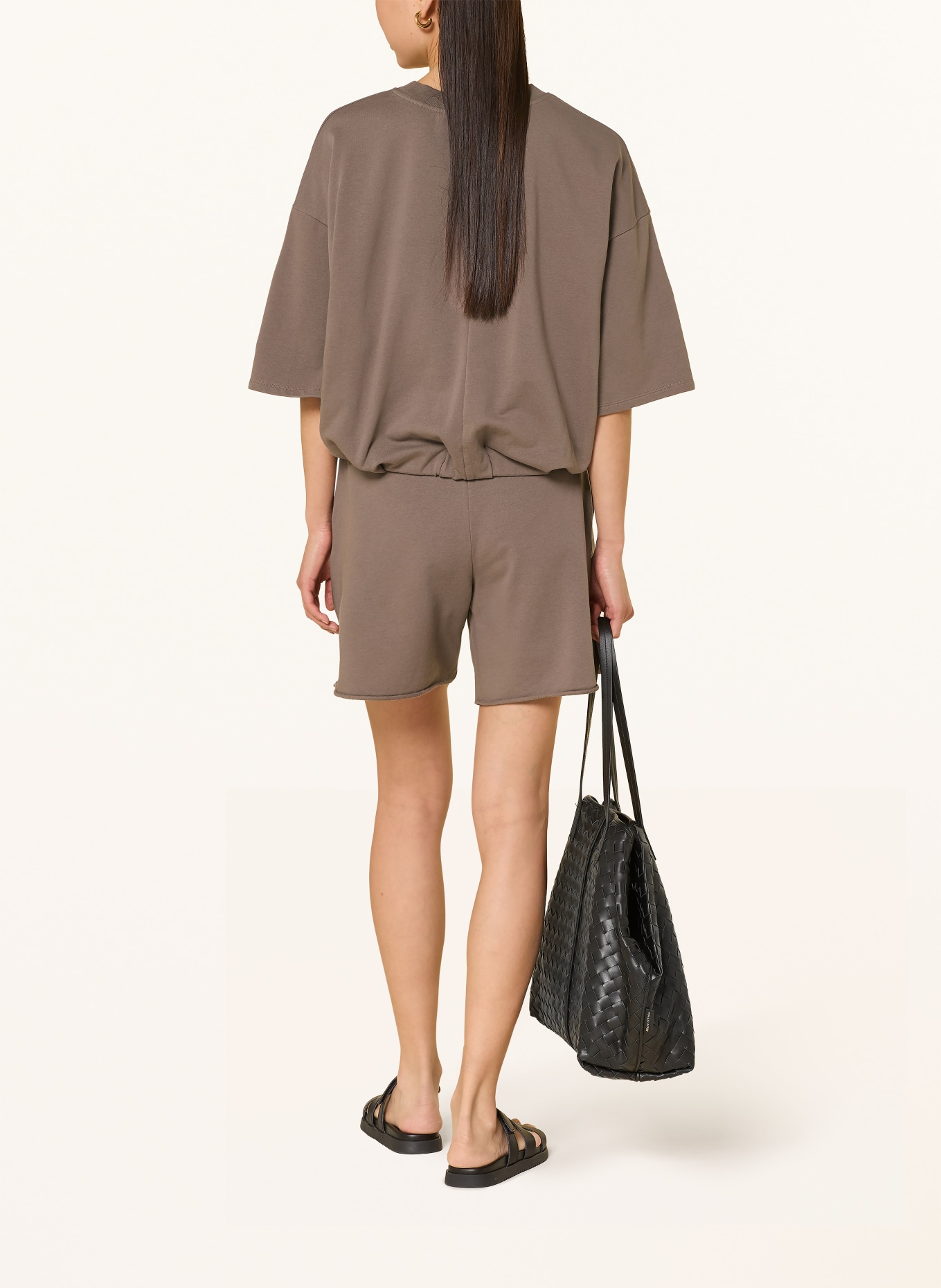 10DAYS Oversized mikina s 3/4 rukávy: ČERNOŠEDÁ