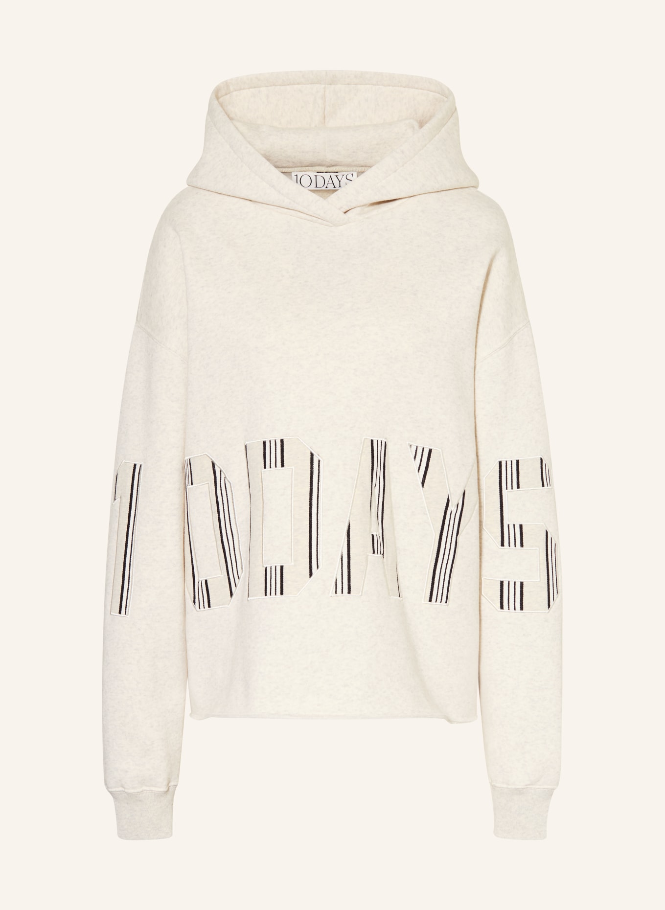 10DAYS Oversized-Hoodie: HELLGRAU / SCHWARZ