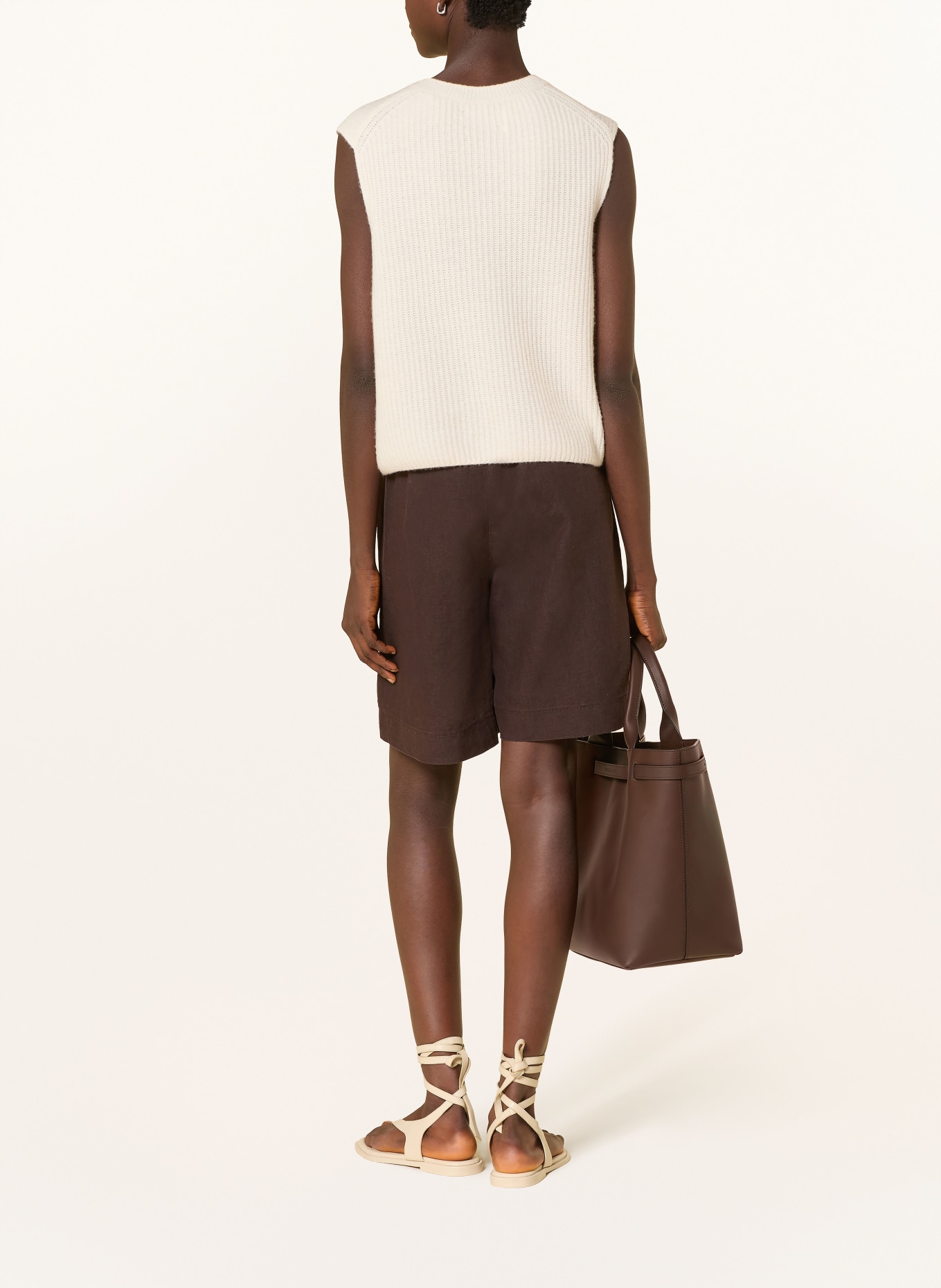 MAC Linnen short SANNY: MARRON FONCÉ