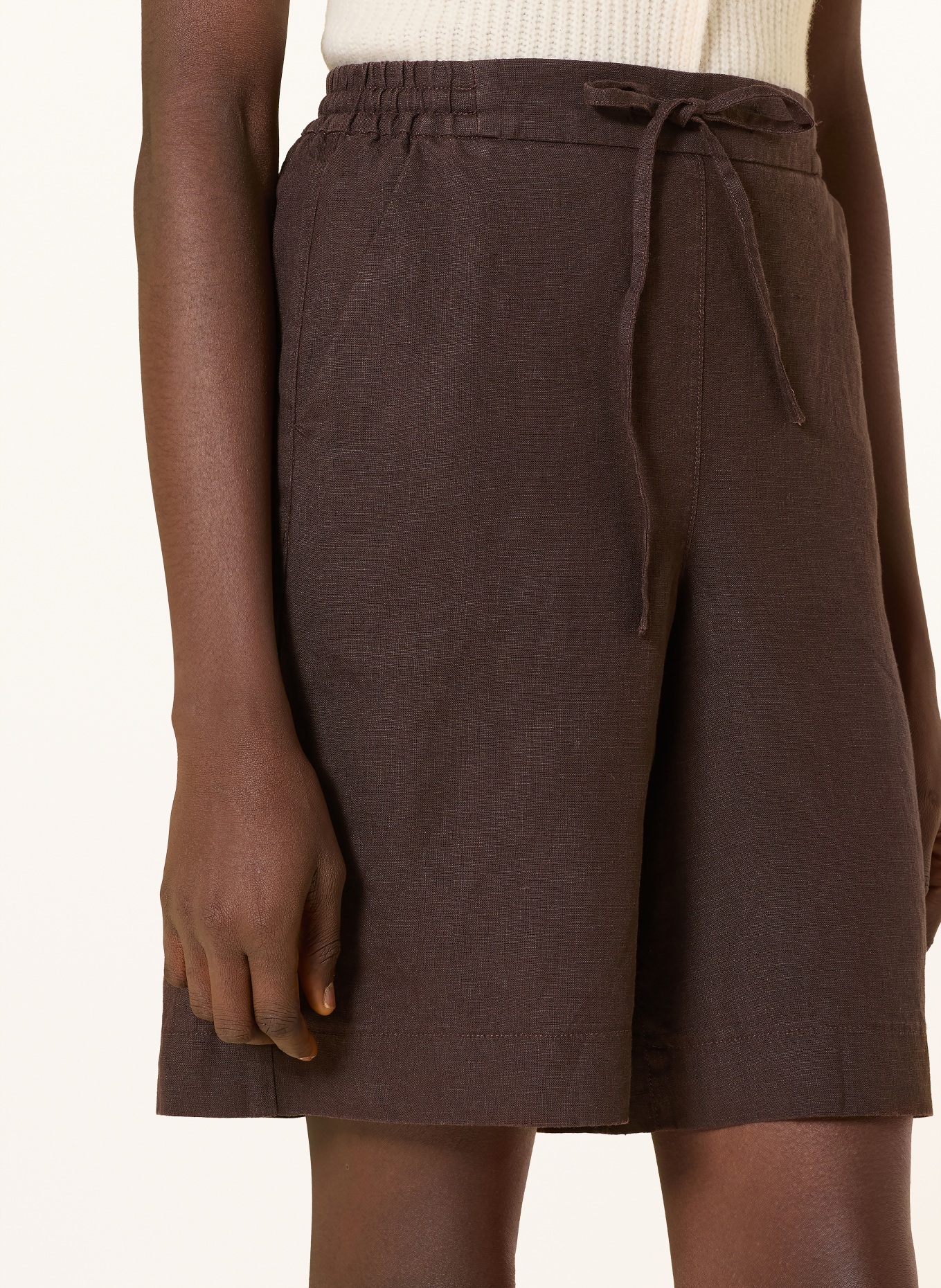 MAC Linnen short SANNY: MARRON FONCÉ