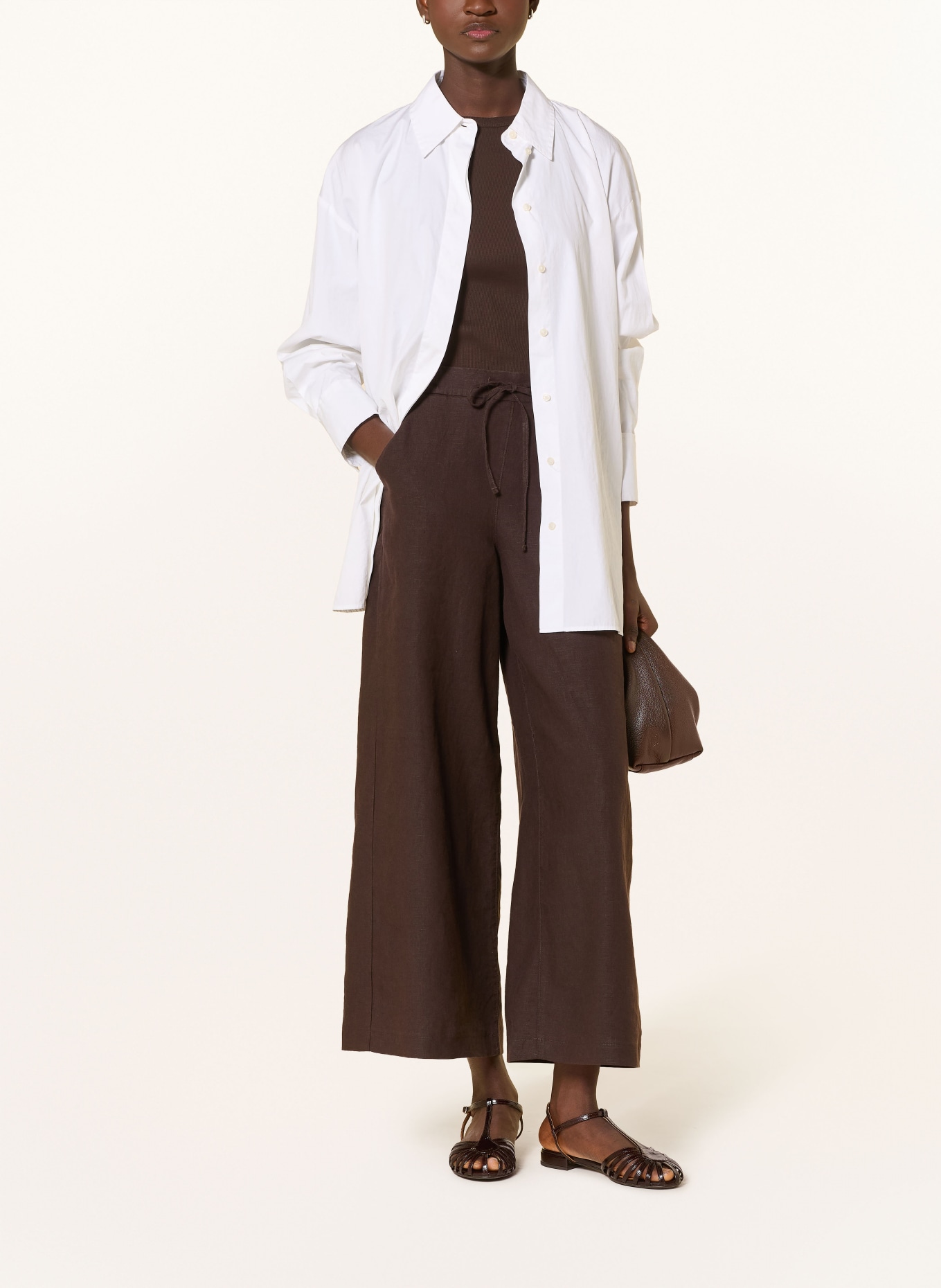 MAC Linnen culotte CALLIE: MARRON FONCÉ