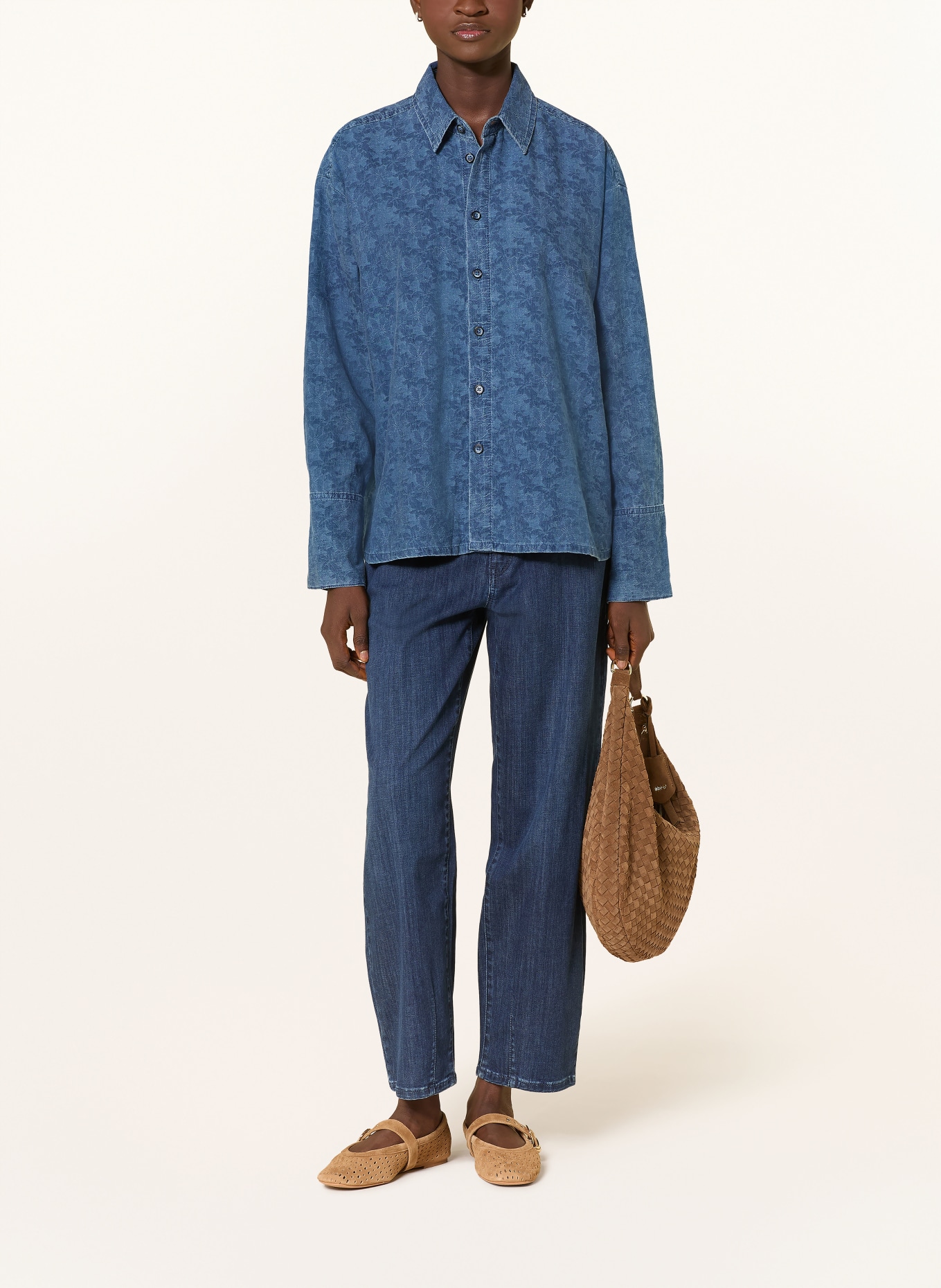 MAC Overhemdblouse in denimlook: BLAUW