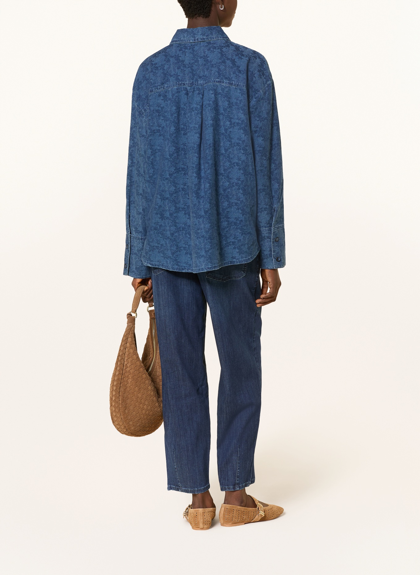 MAC Overhemdblouse in denimlook: BLAUW