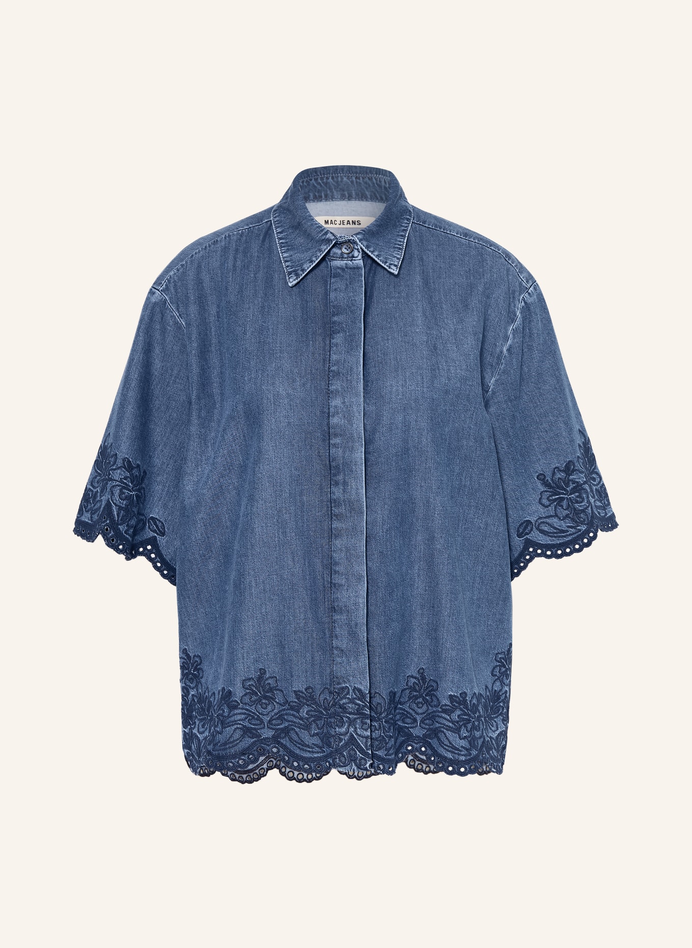 MAC Bluzka koszulowa w stylu jeansowym: NIEBIESKI