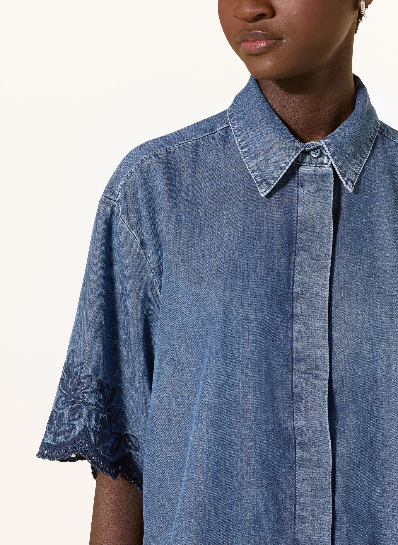 MAC Bluzka koszulowa w stylu jeansowym: NIEBIESKI