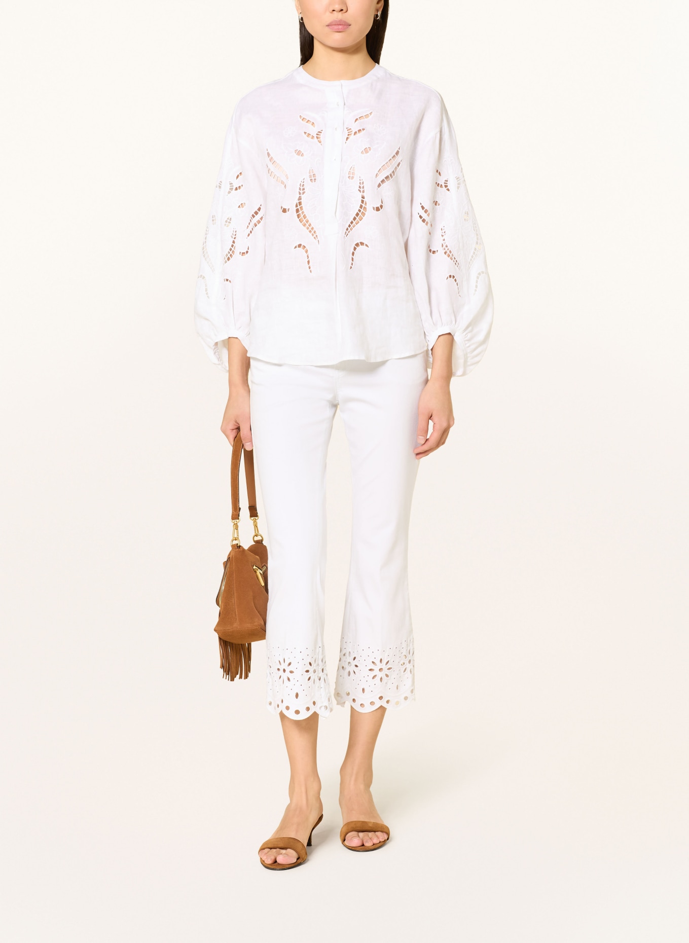 MAC Jean court avec pointe trouée: D010 WHITE DENIM