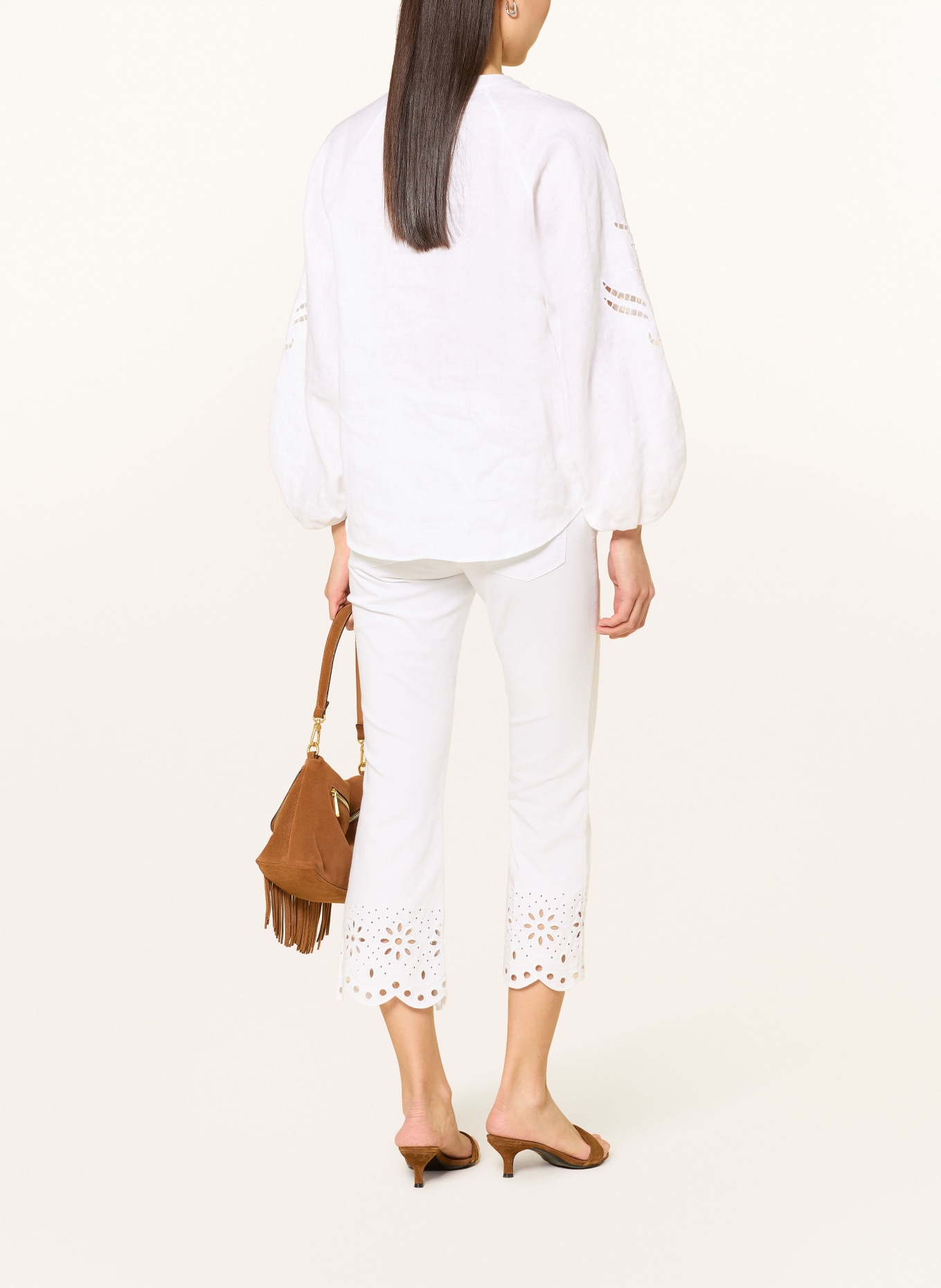 MAC Jean court avec pointe trouée: D010 WHITE DENIM