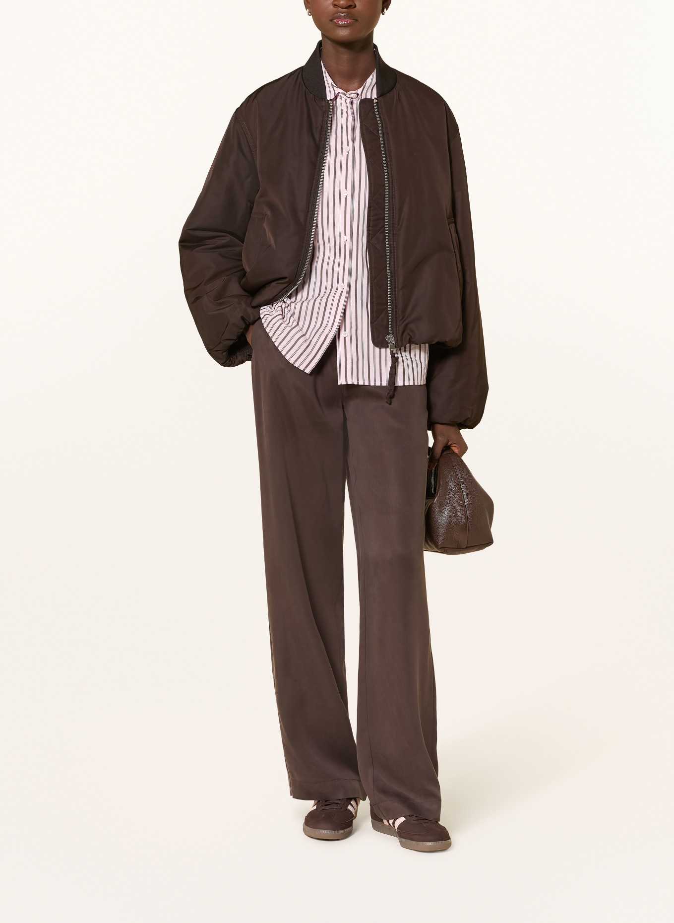 MAC WINNIE wide-leg pants: DARK BROWN