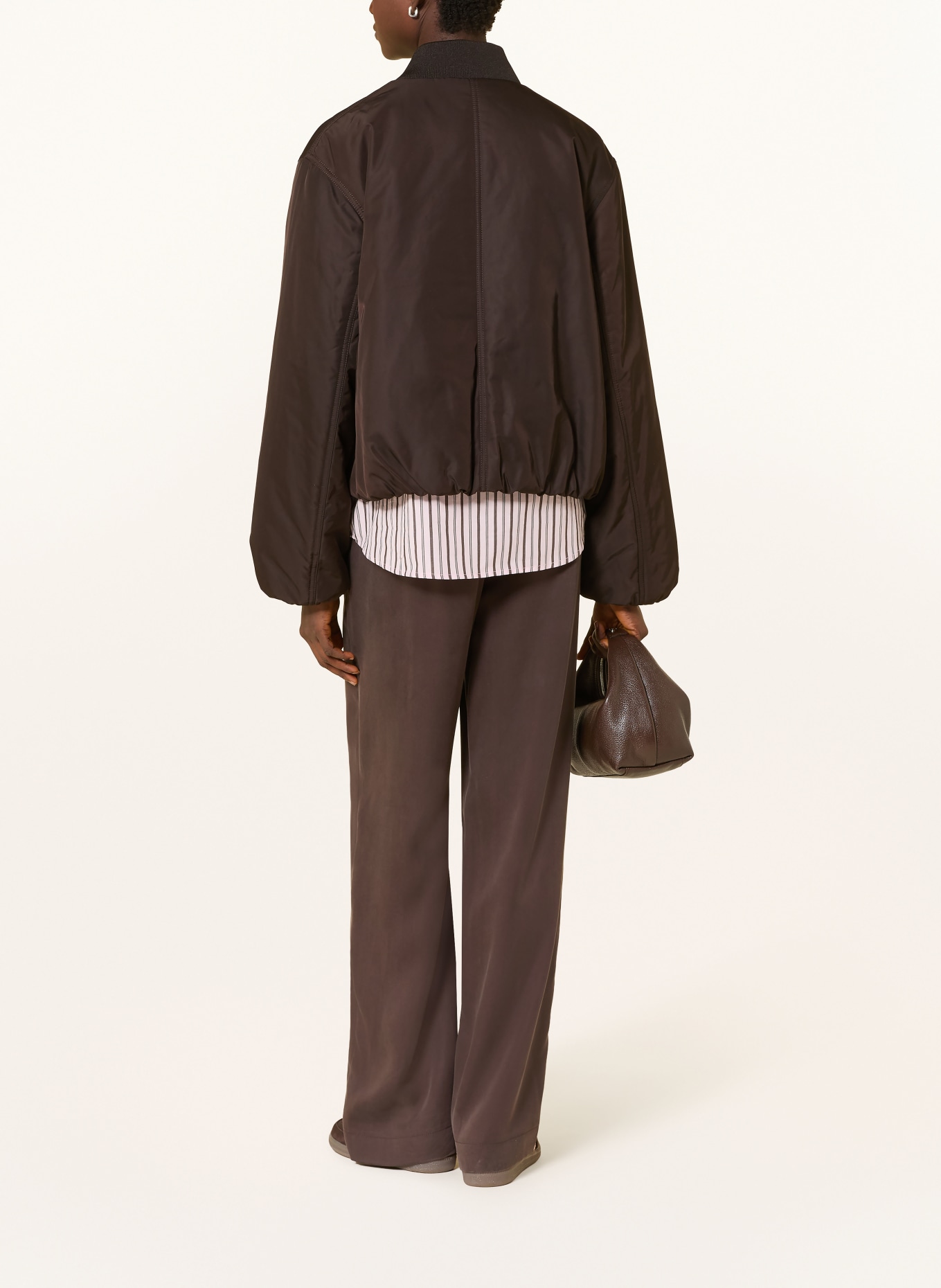 MAC WINNIE wide-leg pants: DARK BROWN