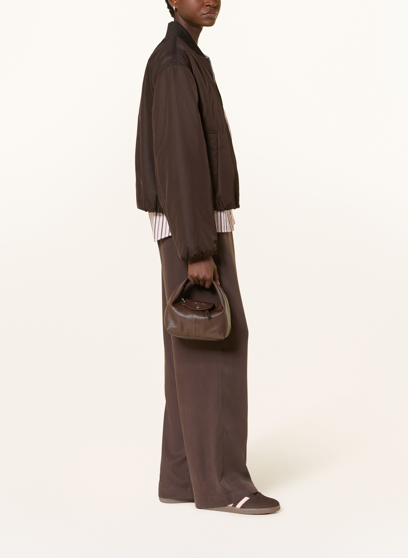 MAC WINNIE wide-leg pants: DARK BROWN