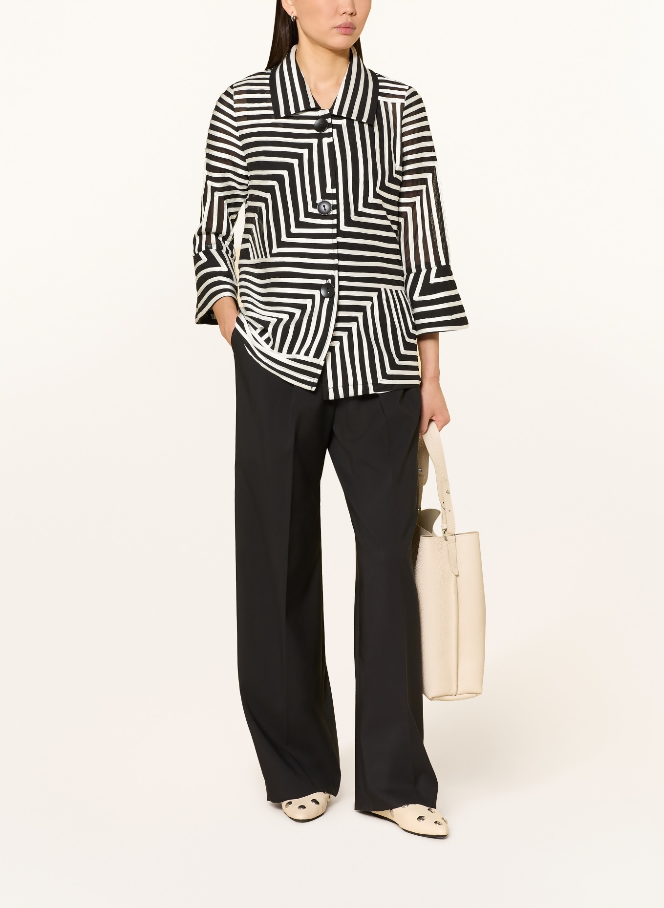 Joseph Ribkoff Hemdbluse mit 3/4-Arm: SCHWARZ / CREME