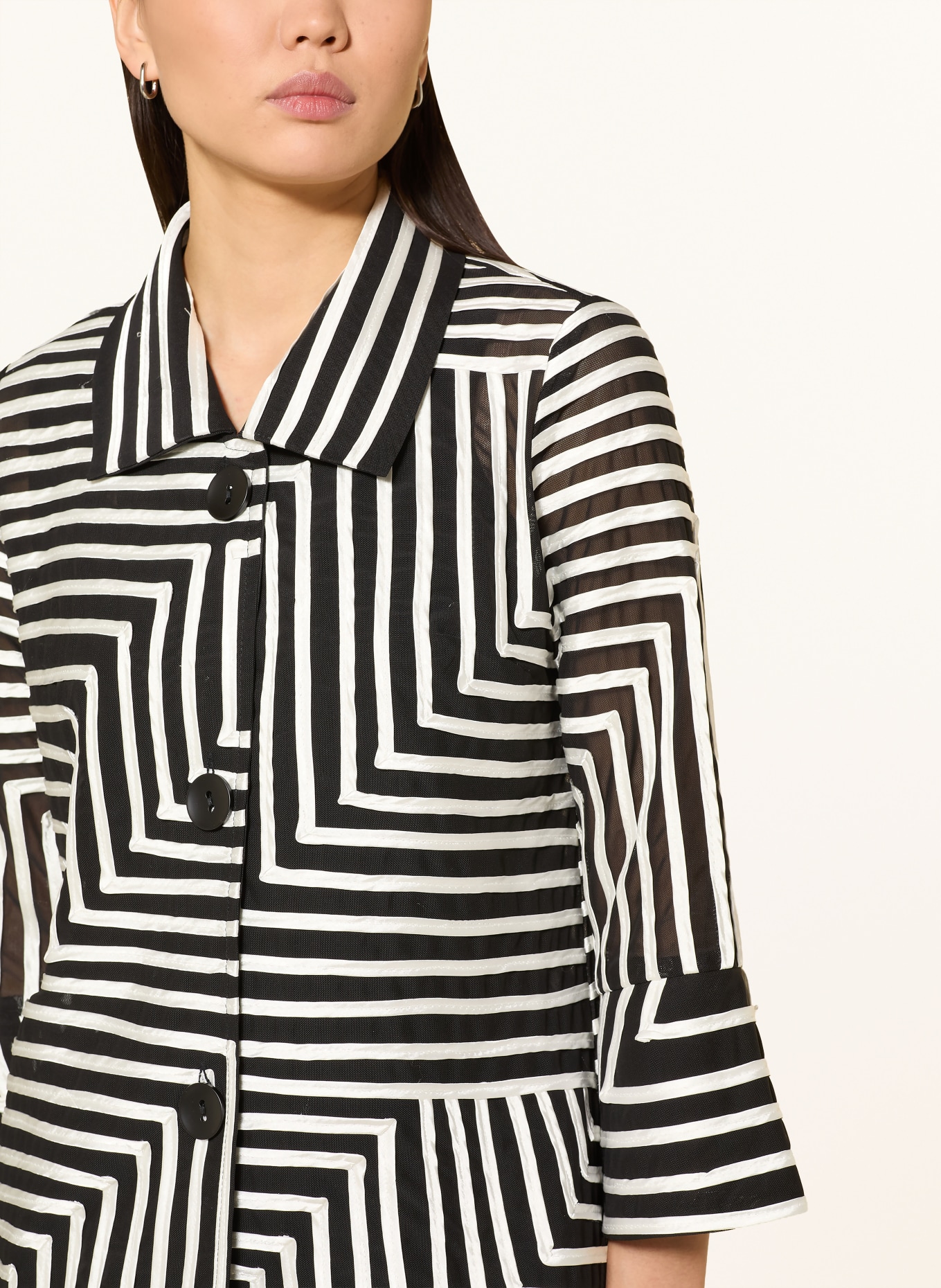 Joseph Ribkoff Hemdbluse mit 3/4-Arm: SCHWARZ / CREME