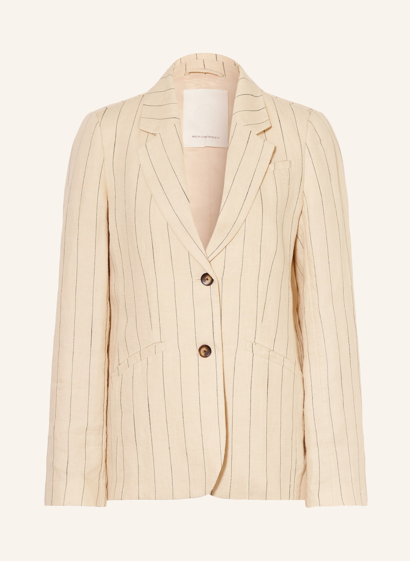 MSCH COPENHAGEN Linen blazer MSCHCLARITTE: ECRU / BLACK