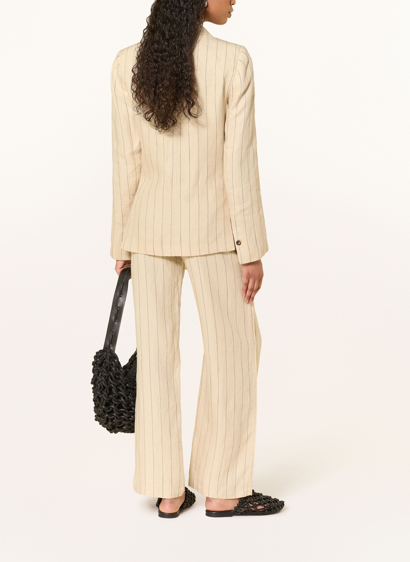 MSCH COPENHAGEN Linen blazer MSCHCLARITTE: ECRU / BLACK